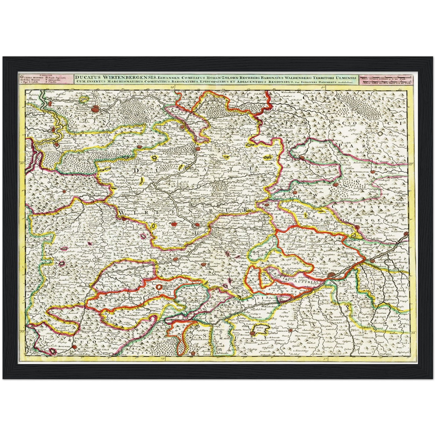 Historische Landkarte Württemberg um 1680