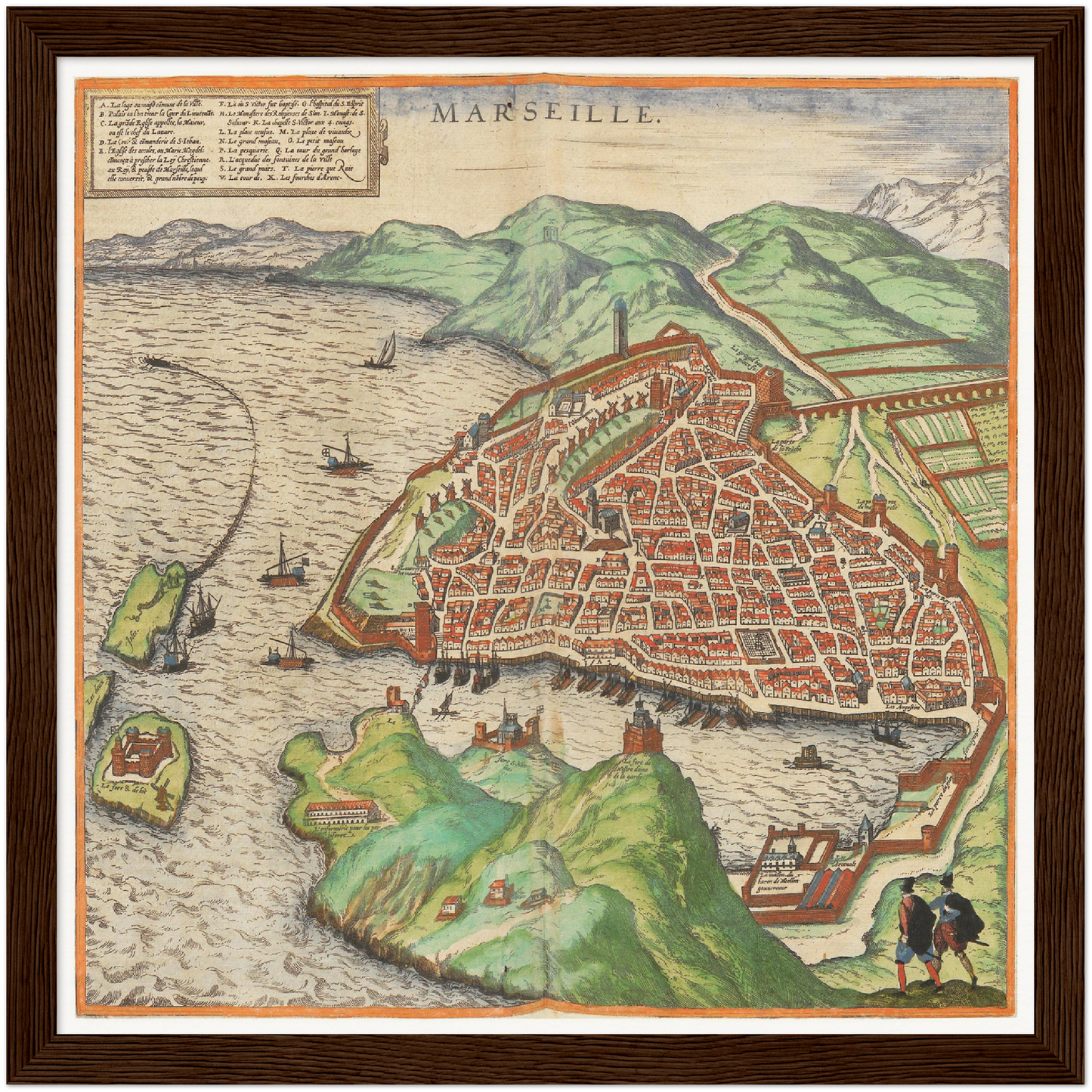 Historische Stadtansicht Marseille um 1609