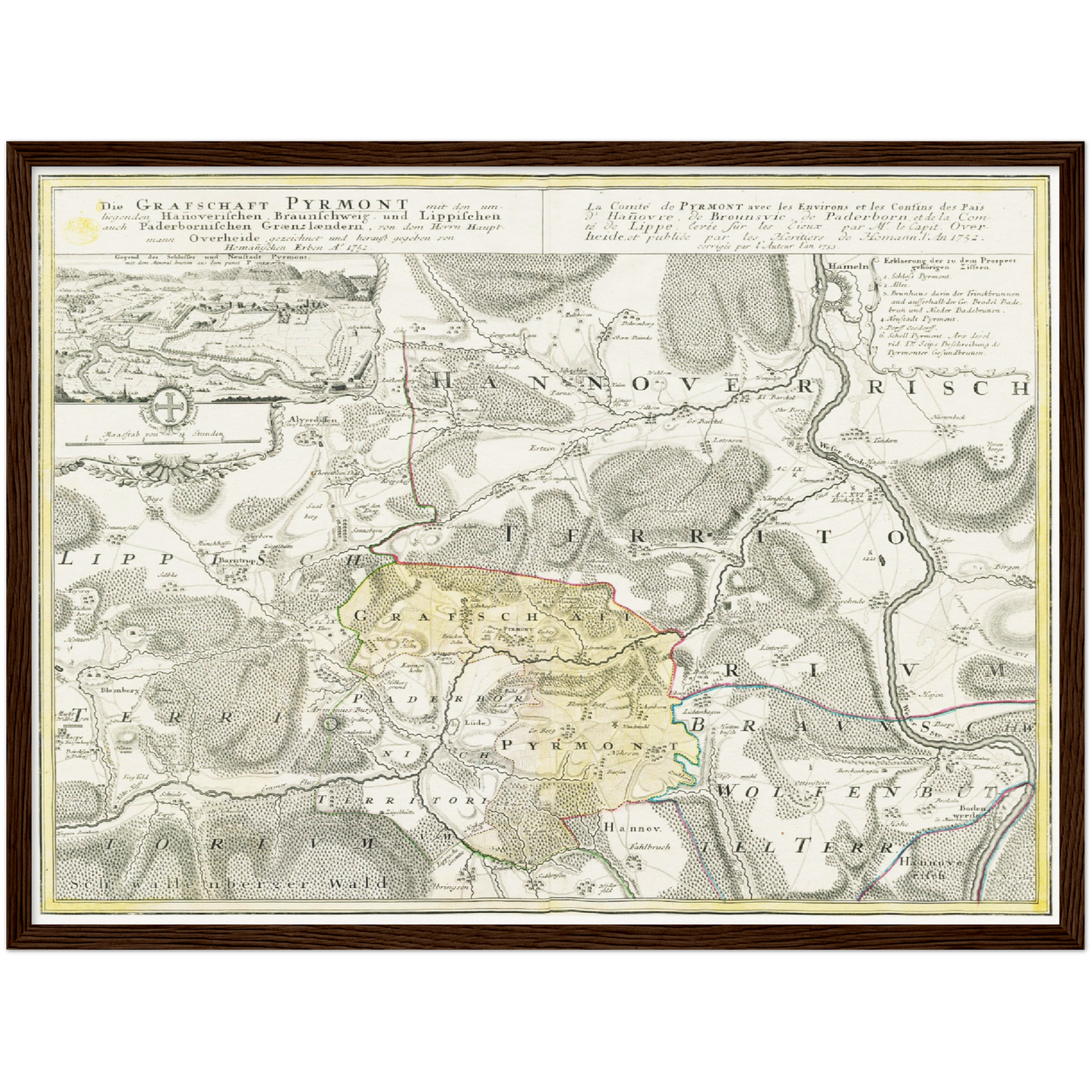 Historische Landkarte Pyrmont um 1753