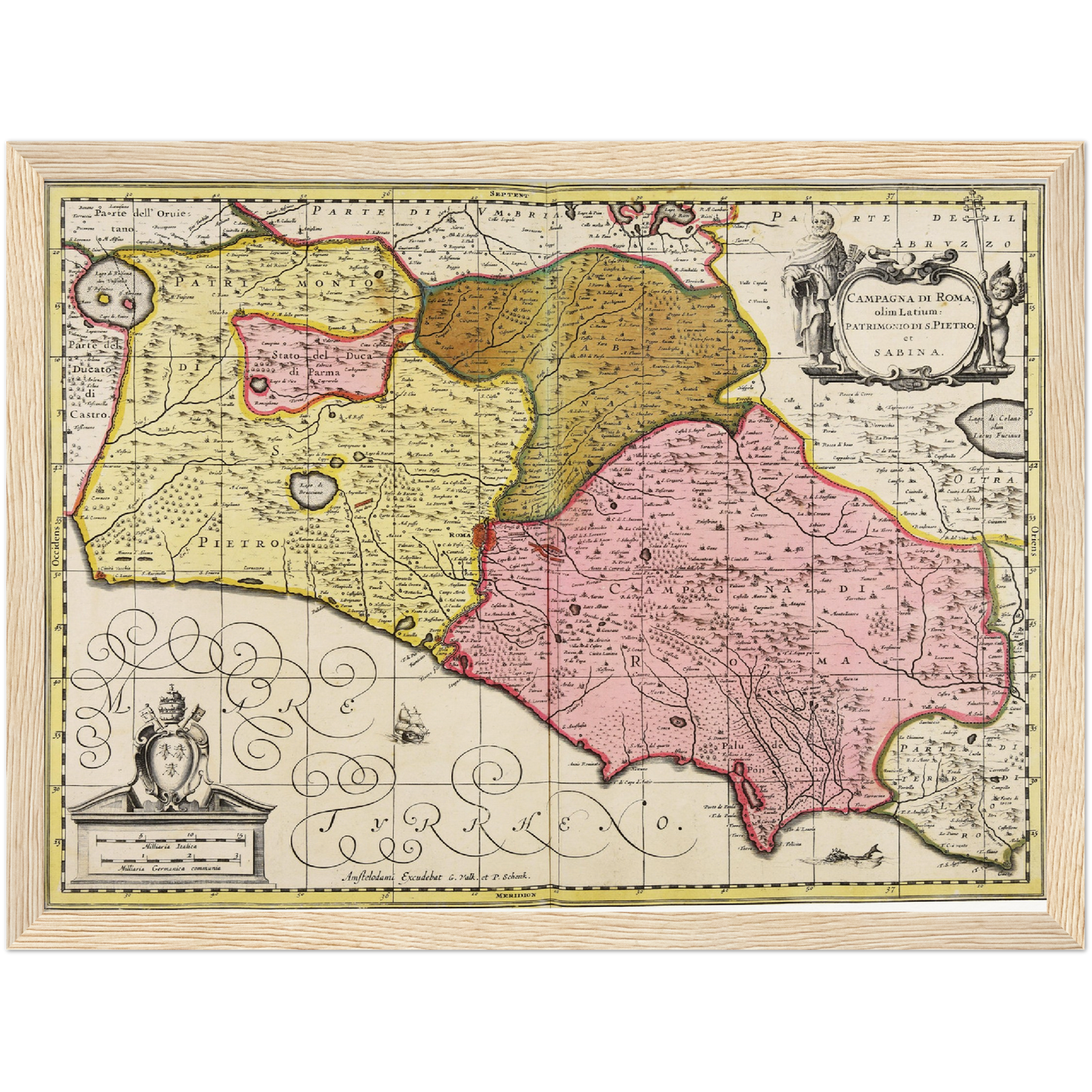Historische Landkarte Latium um 1700