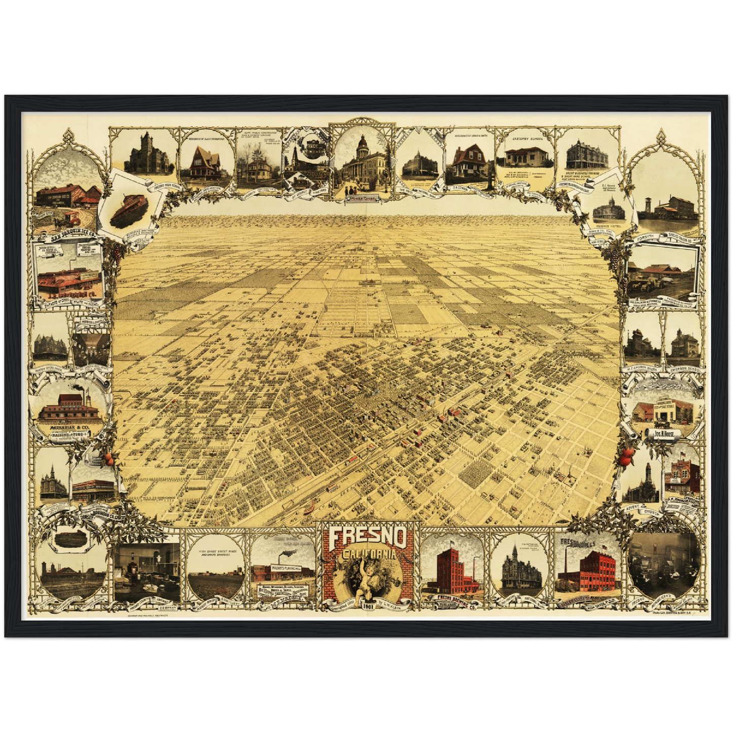 Historische Stadtansicht Fresno um 1901