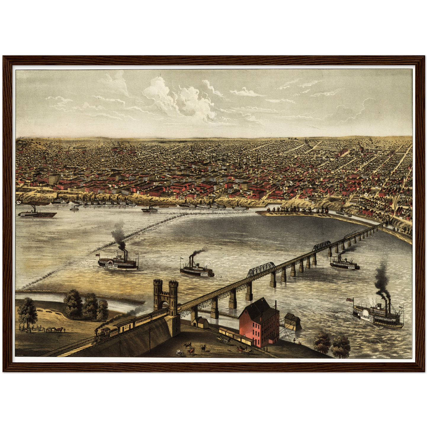 Historische Stadtansicht Louisville um 1876
