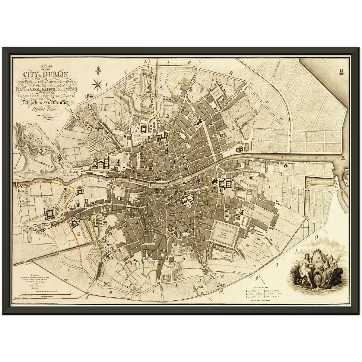 Historischer Stadtplan Dublin um 1797