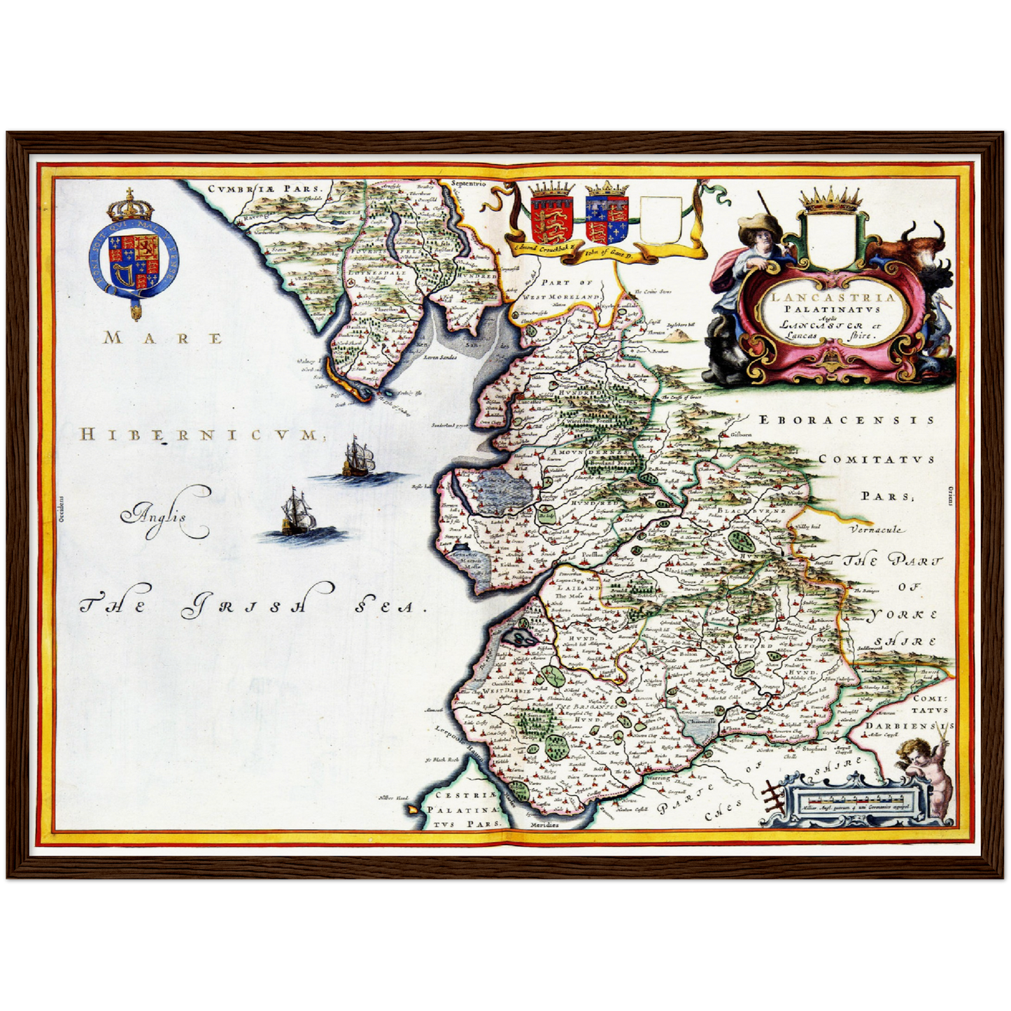 Historische Landkarte Lancashire um 1646