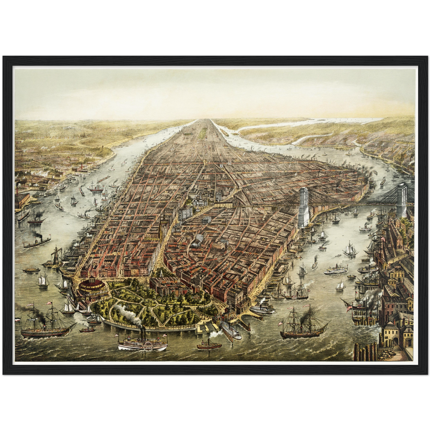 Historische Stadtansicht New York City um 1873