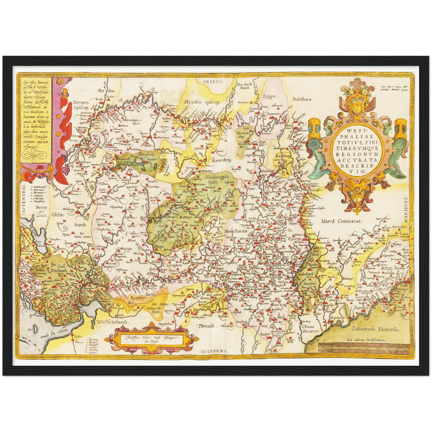 Historische Landkarte Westfalen um 1609