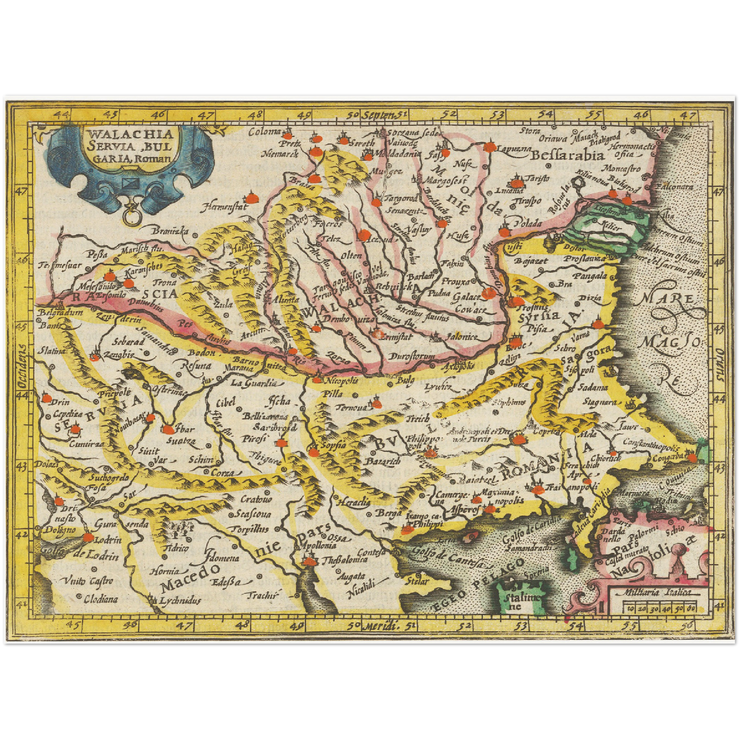 Historische Landkarte Wallachei um 1609