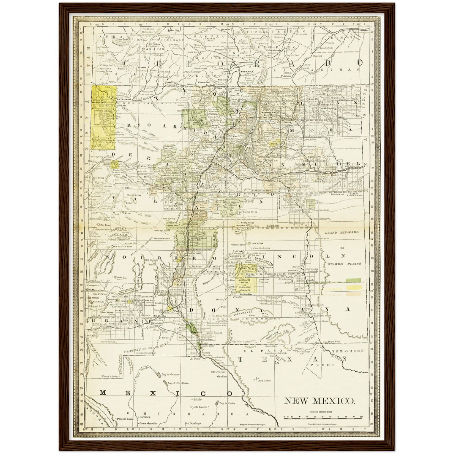 Historische Landkarte New Mexico um 1882