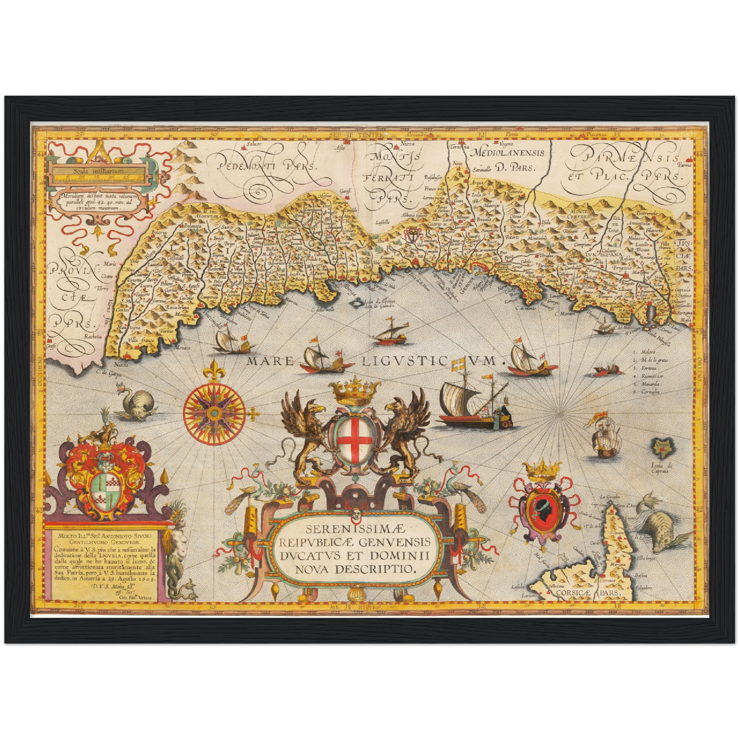 Historische Landkarte Ligurien um 1609