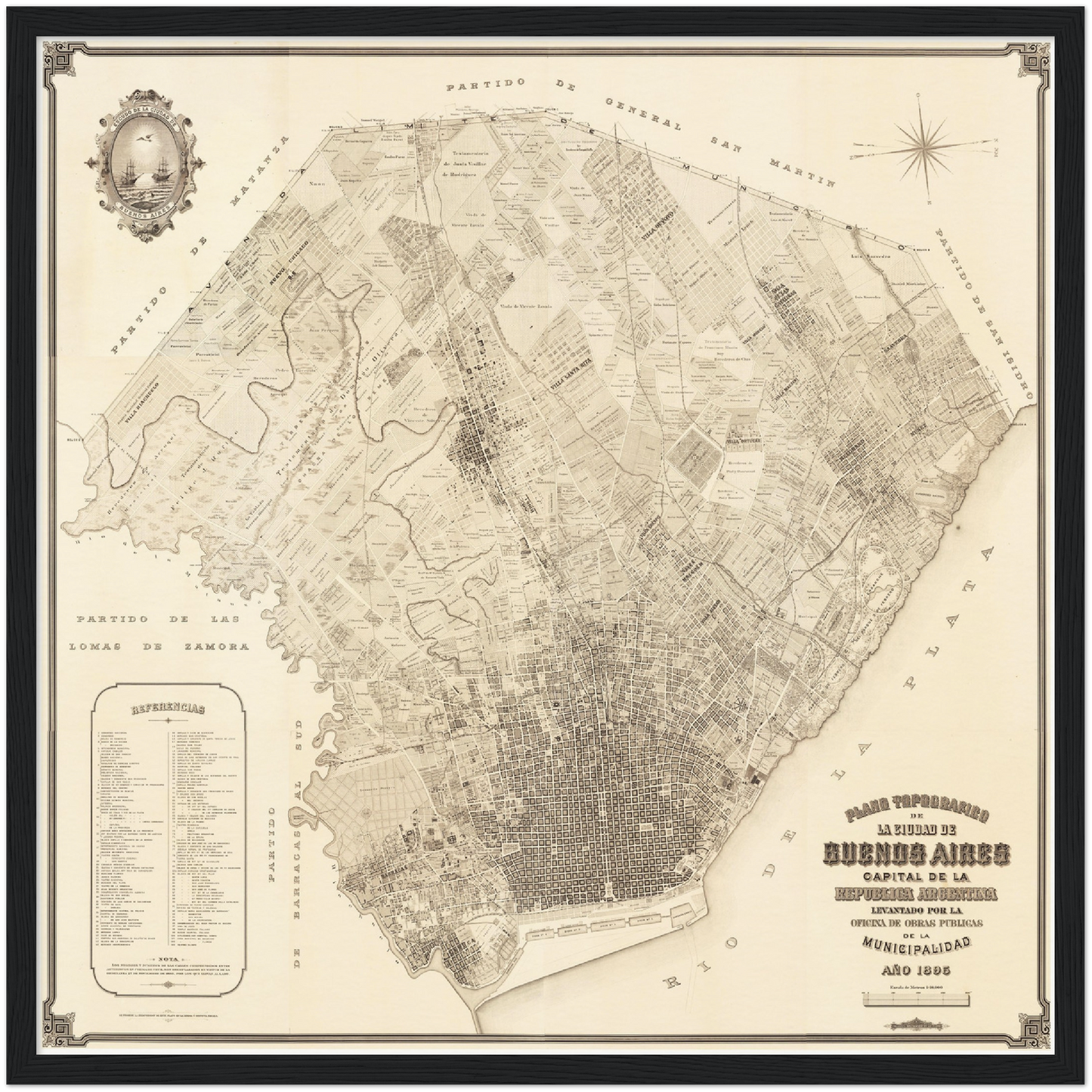 Historischer Stadtplan Buenos Aires um 1895