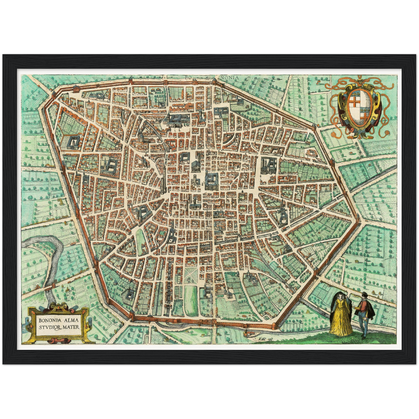 Historische Stadtansicht Bologna um 1609