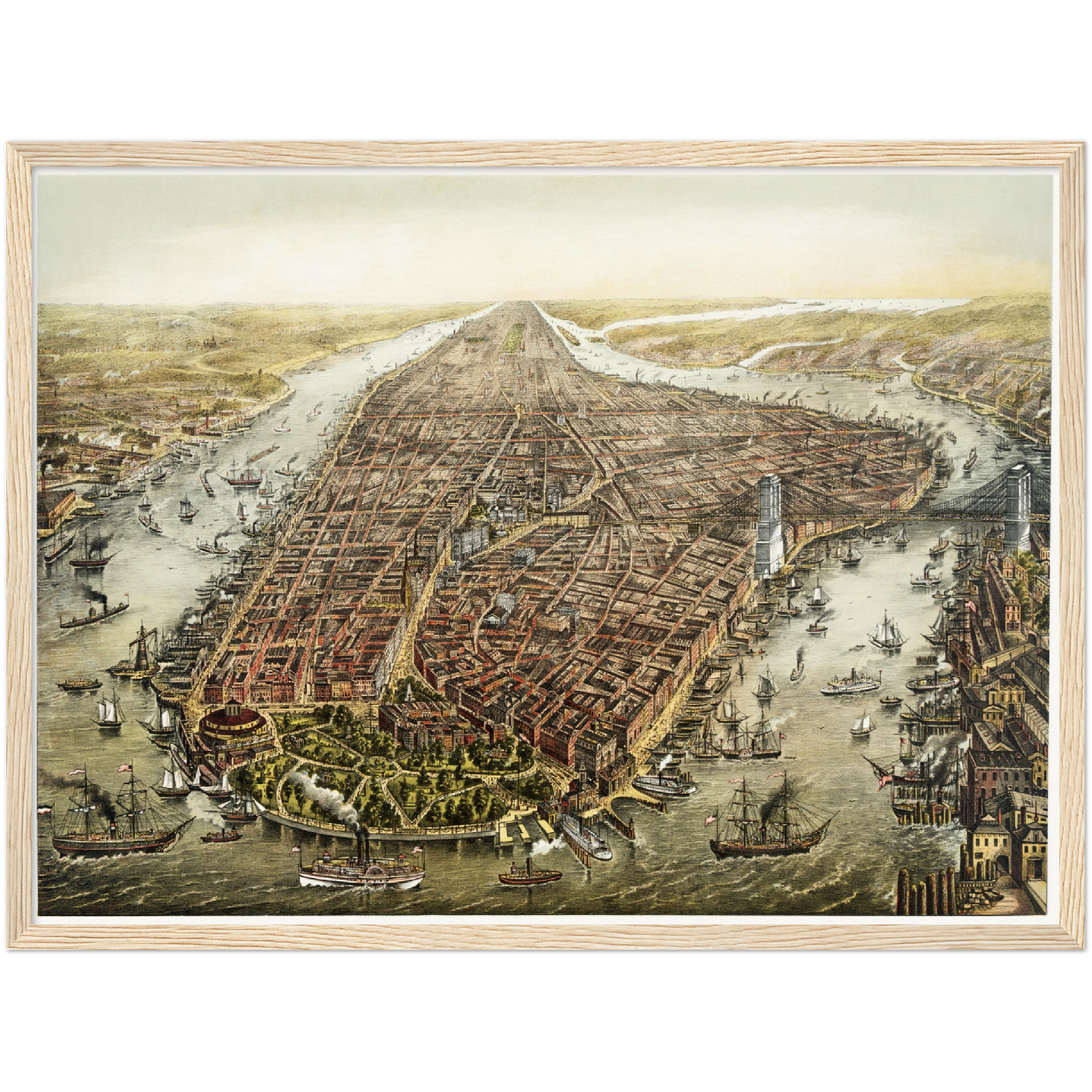 Historische Stadtansicht New York City um 1873