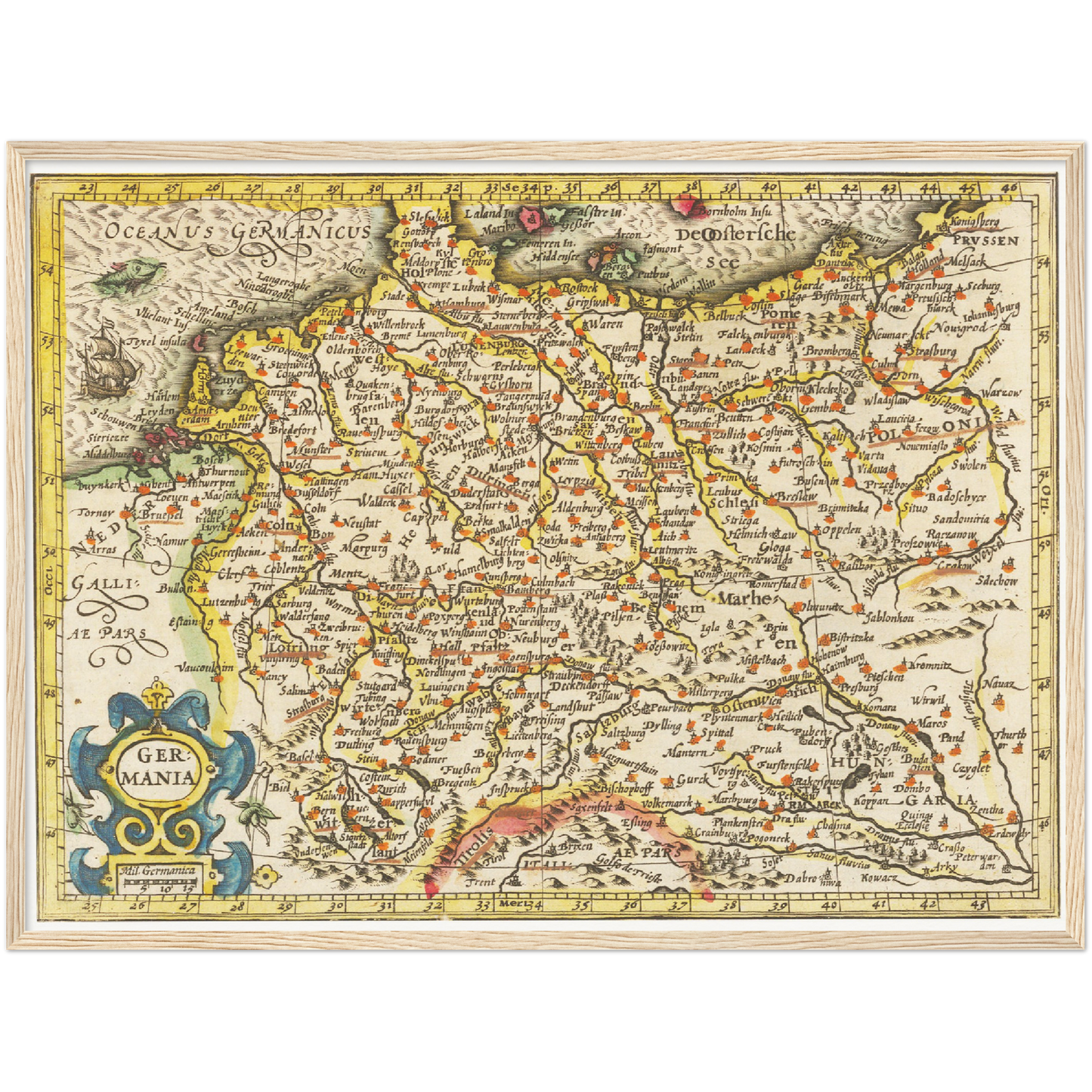 Historische Landkarte von Deutschland um 1609
