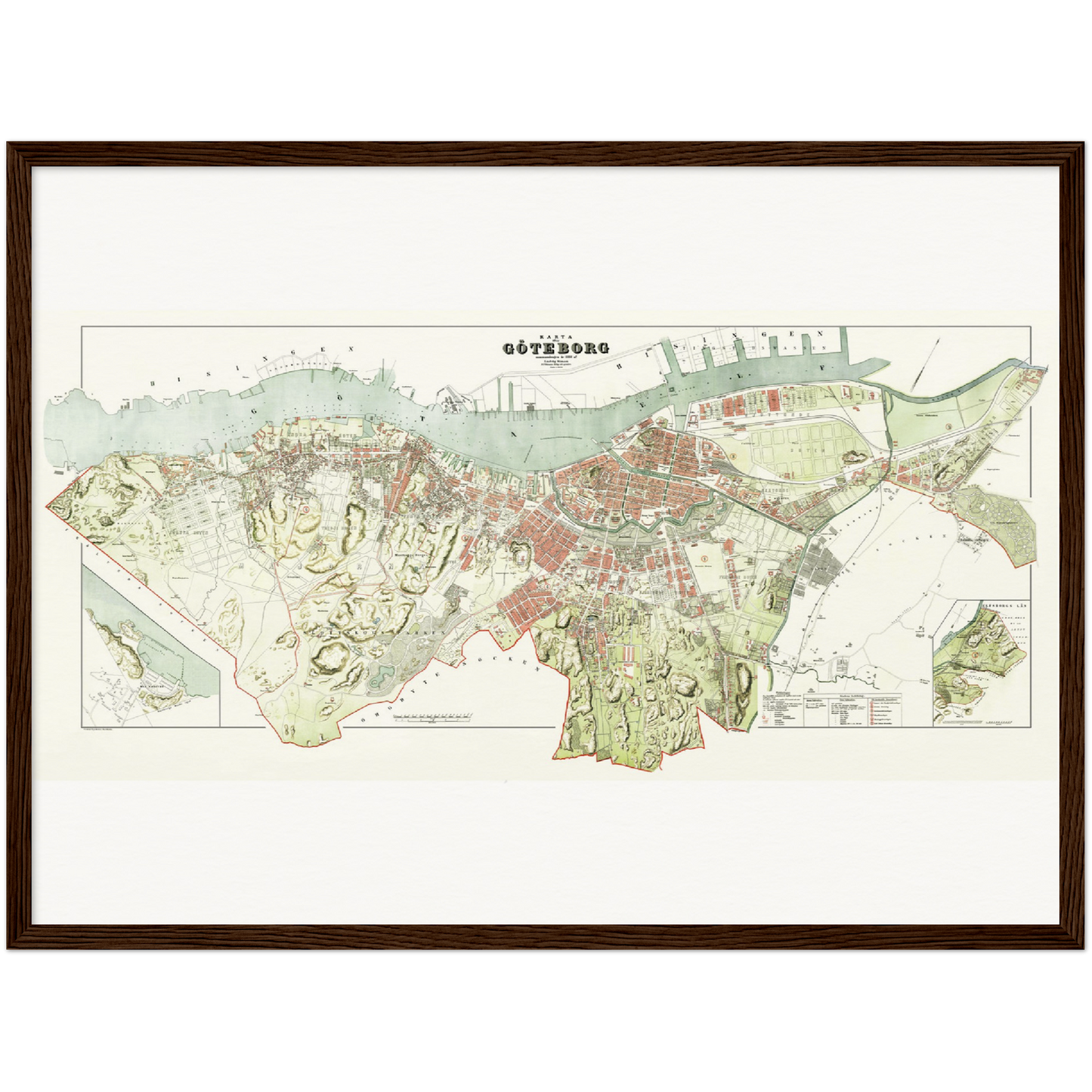 Historischer Stadtplan Göteborg um 1888