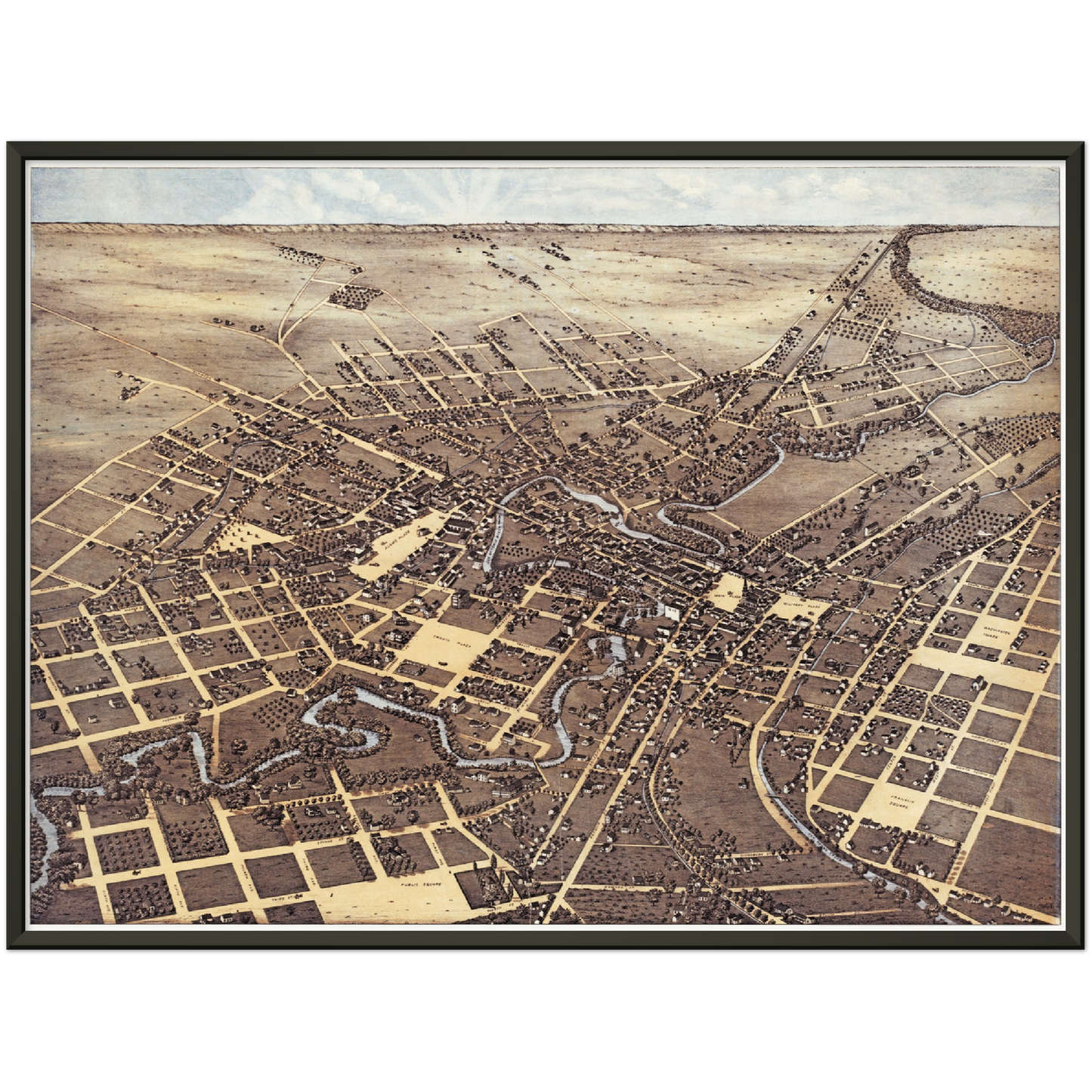Historische Stadtansicht San Antonio um 1873