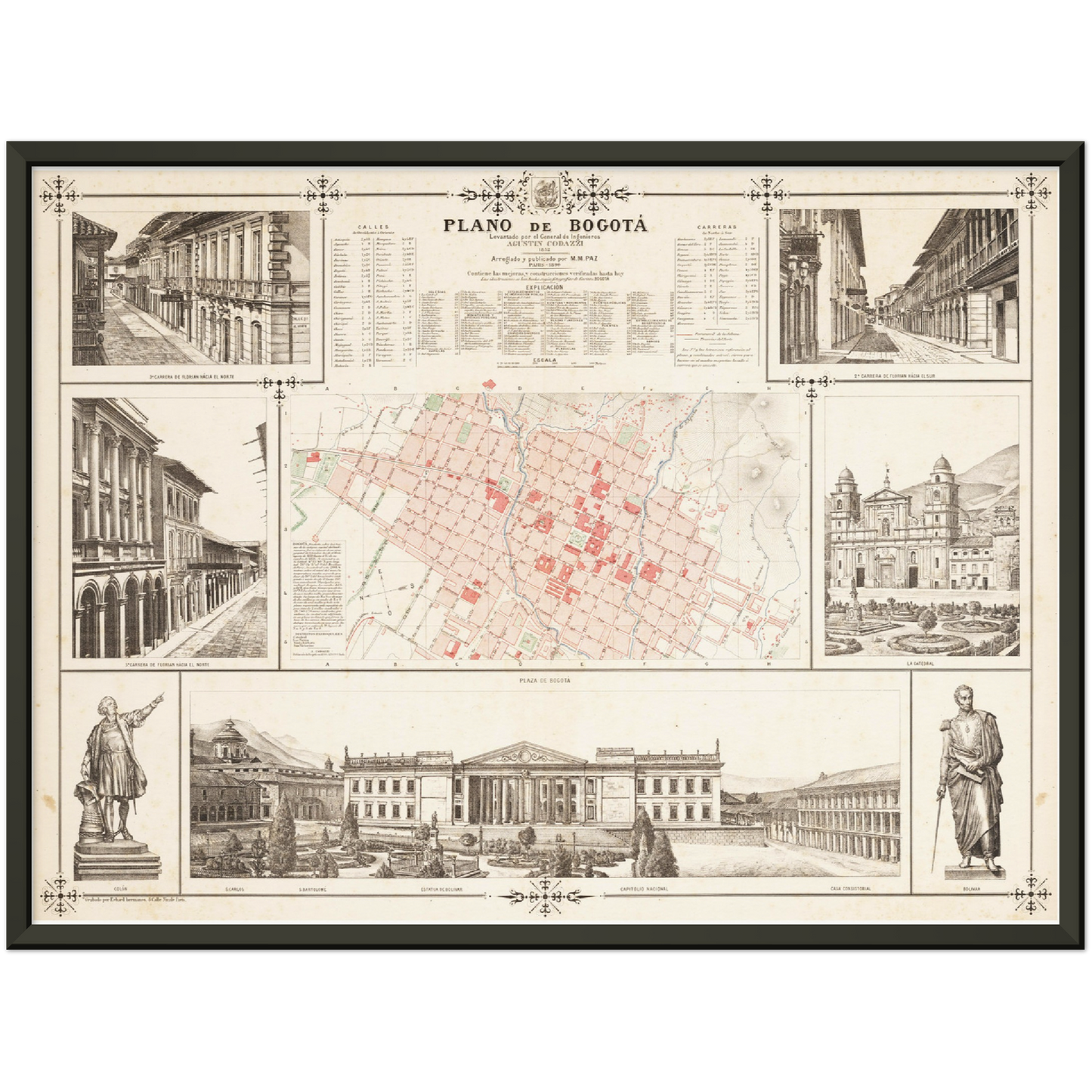 Historischer Stadtplan Bogota um 1890