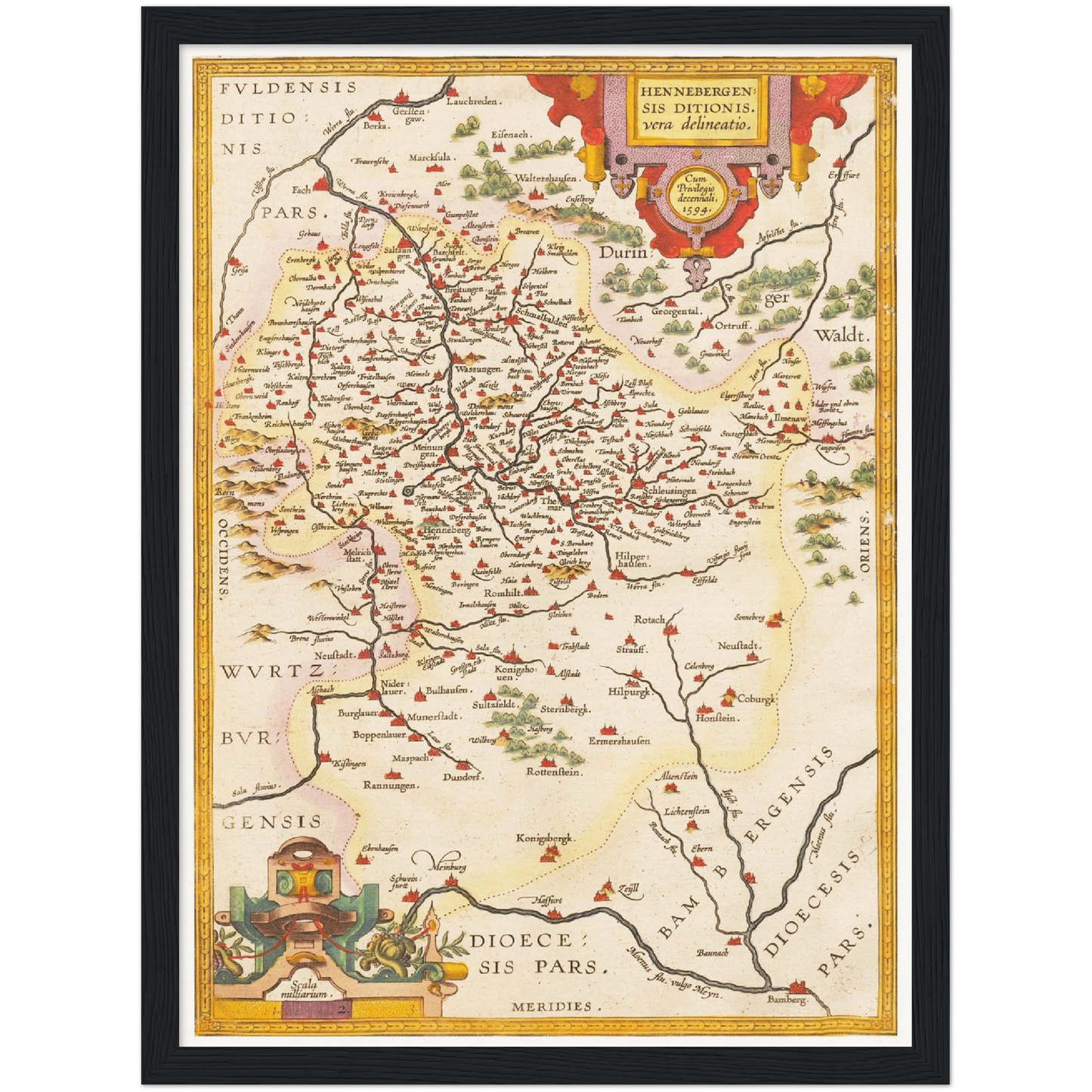 Historische Landkarte Henneberg um 1609