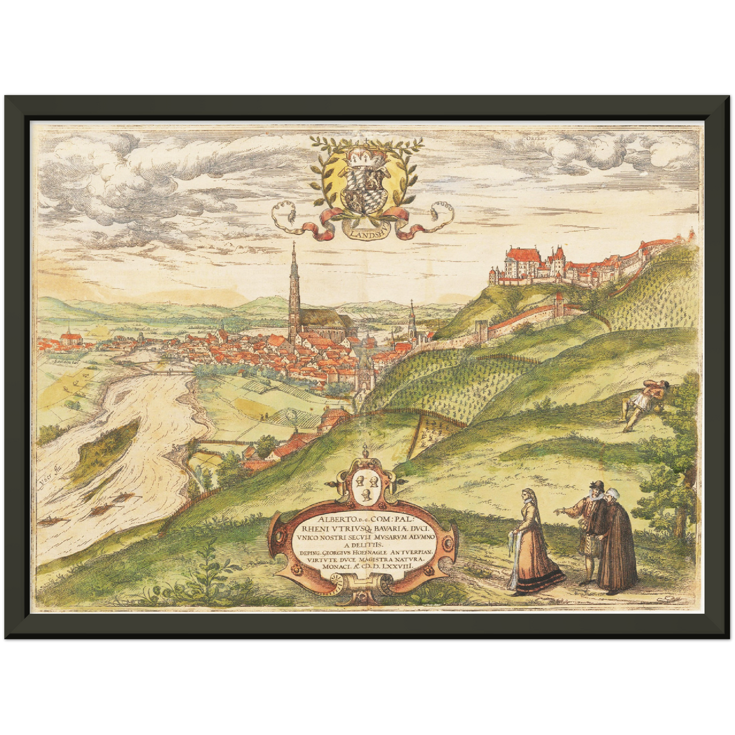 Historische Stadtansicht Landshut um 1582