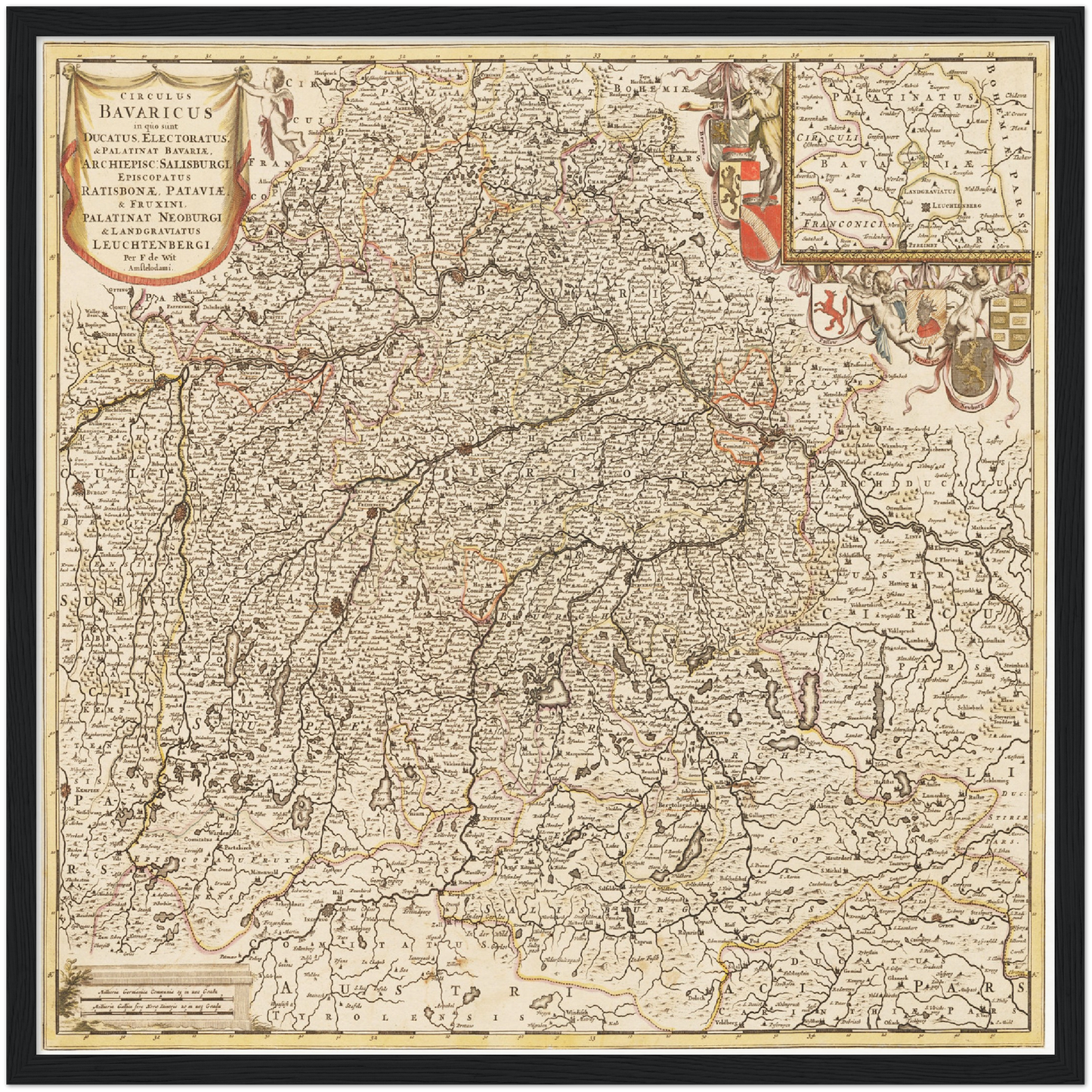 Historische Landkarte Bayern um 1698