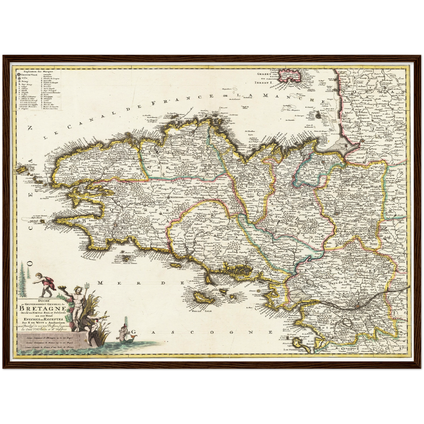 Historische Landkarte Bretagne um 1698