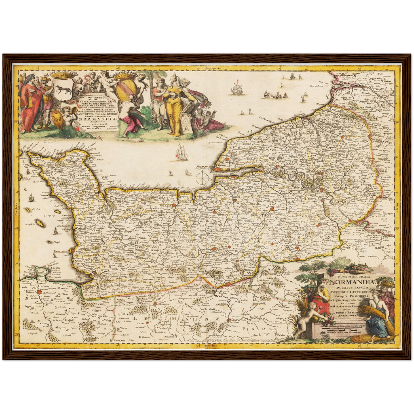 Historische Landkarte Normandie um 1698