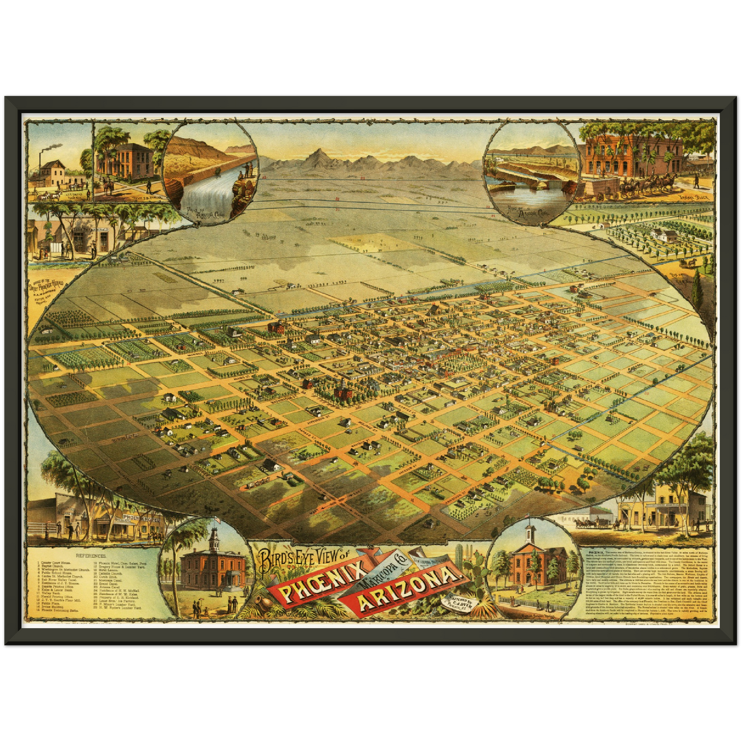 Historische Stadtansicht Phoenix um 1885