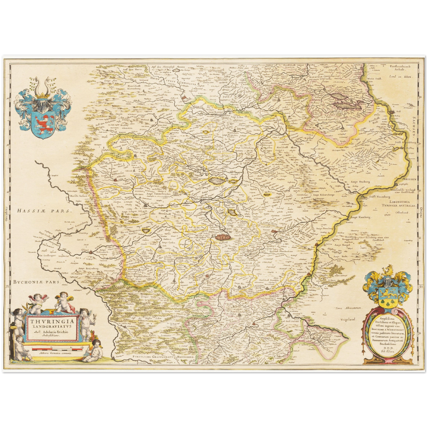 Historische Landkarte Thüringen um 1635