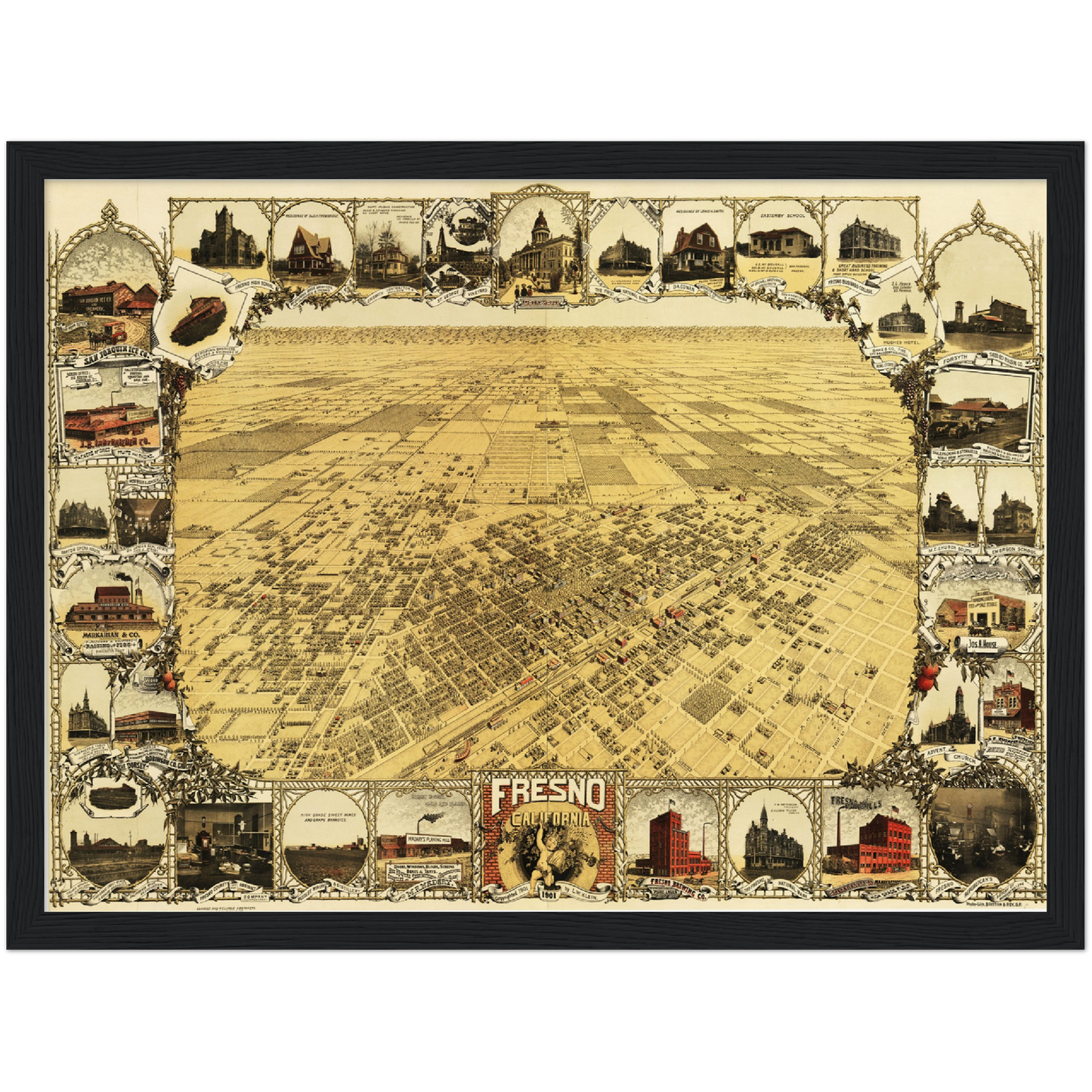 Historische Stadtansicht Fresno um 1901