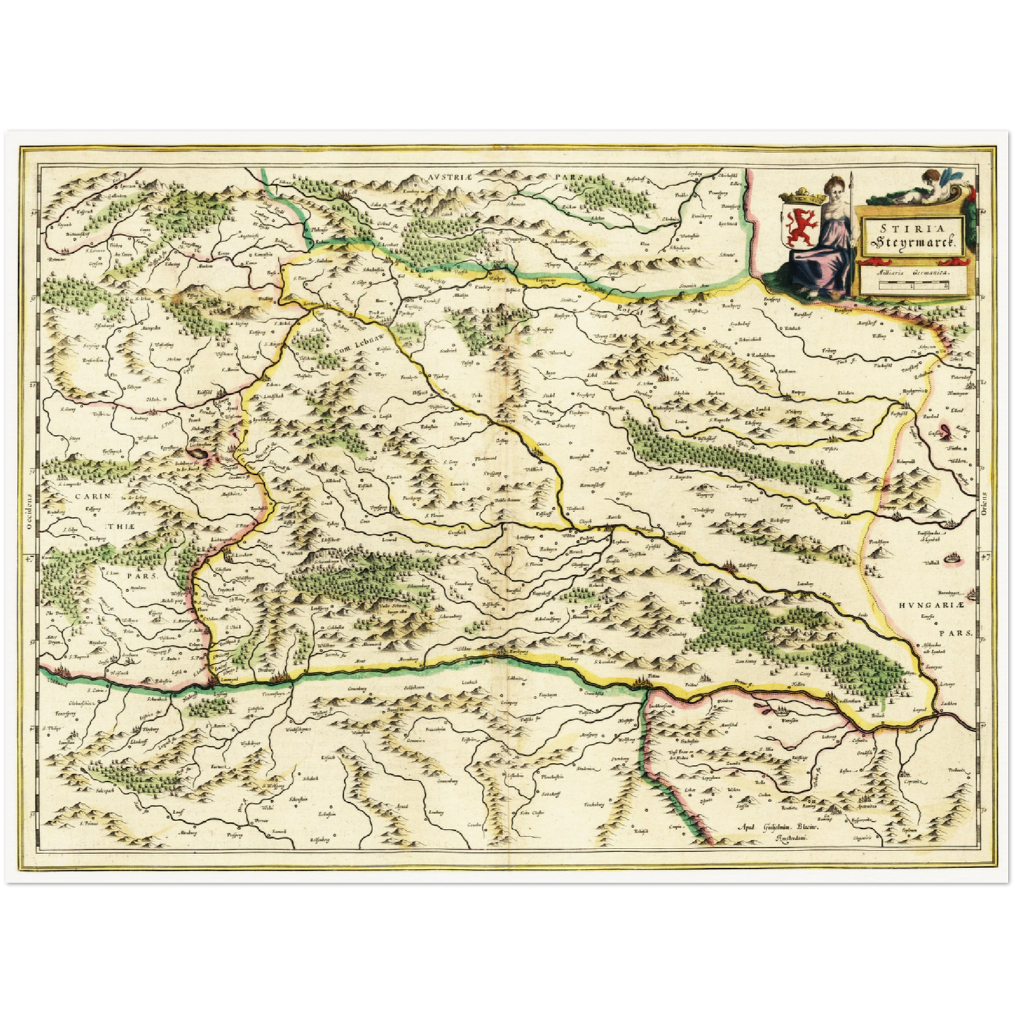 Historische Landkarte Steiermark um 1647