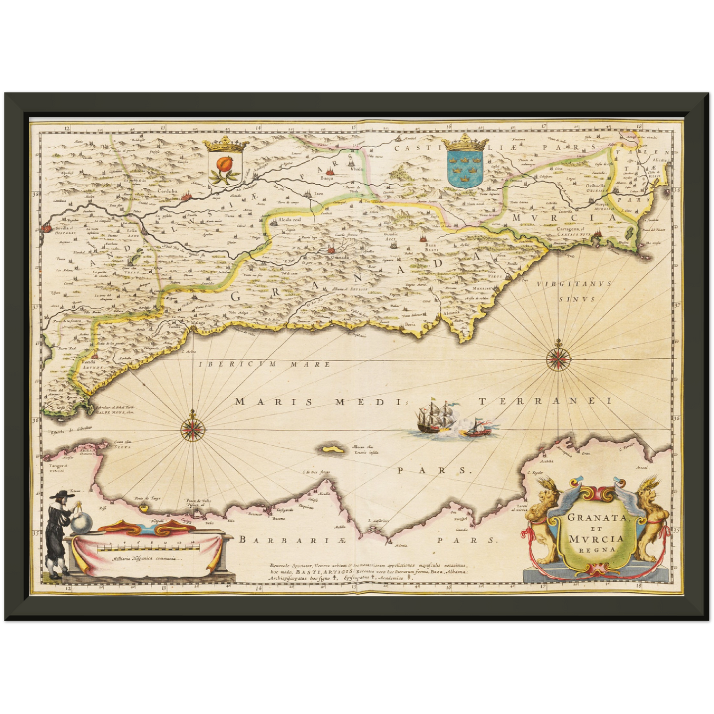 Historische Landkarte Murcia & Granada um 1635
