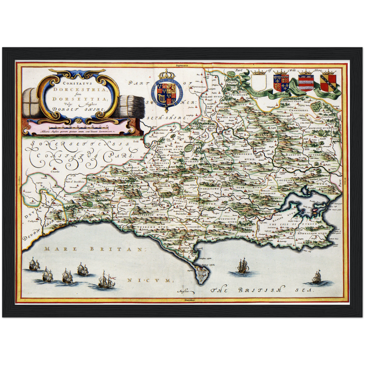 Historische Landkarte Dorset um 1646