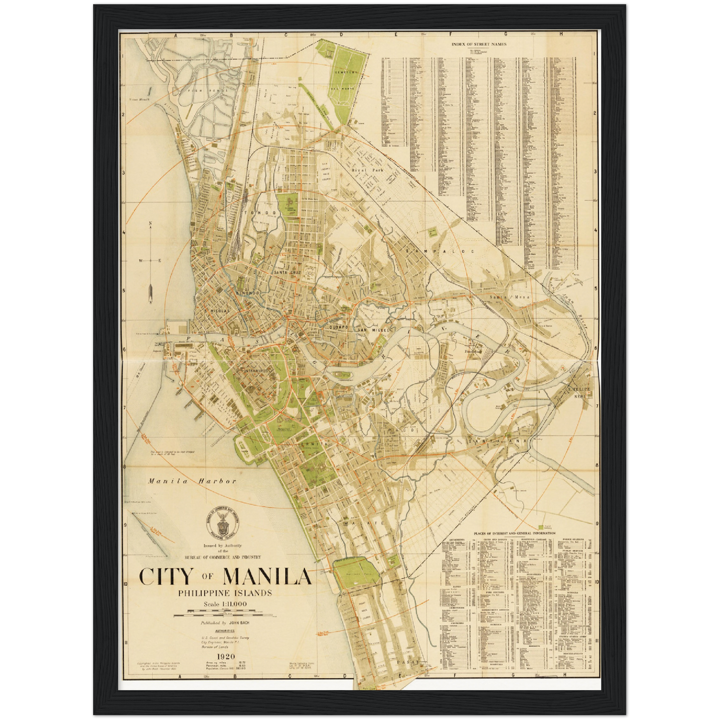 Historischer Stadtplan Manila um 1920