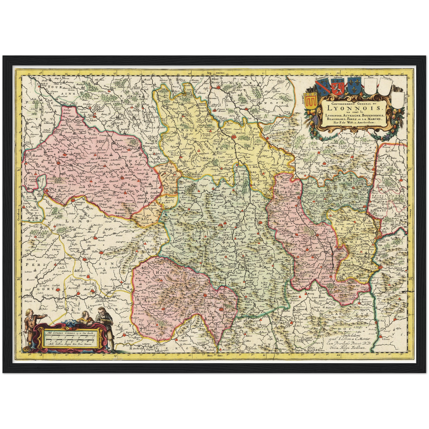 Historische Landkarte Auvergne um 1720