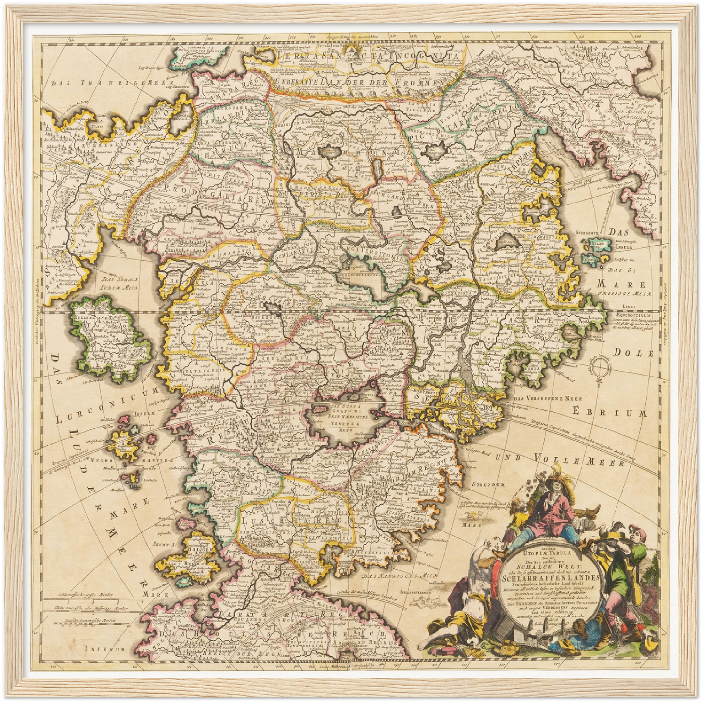 Historische Landkarte Schlaraffenland um 1694