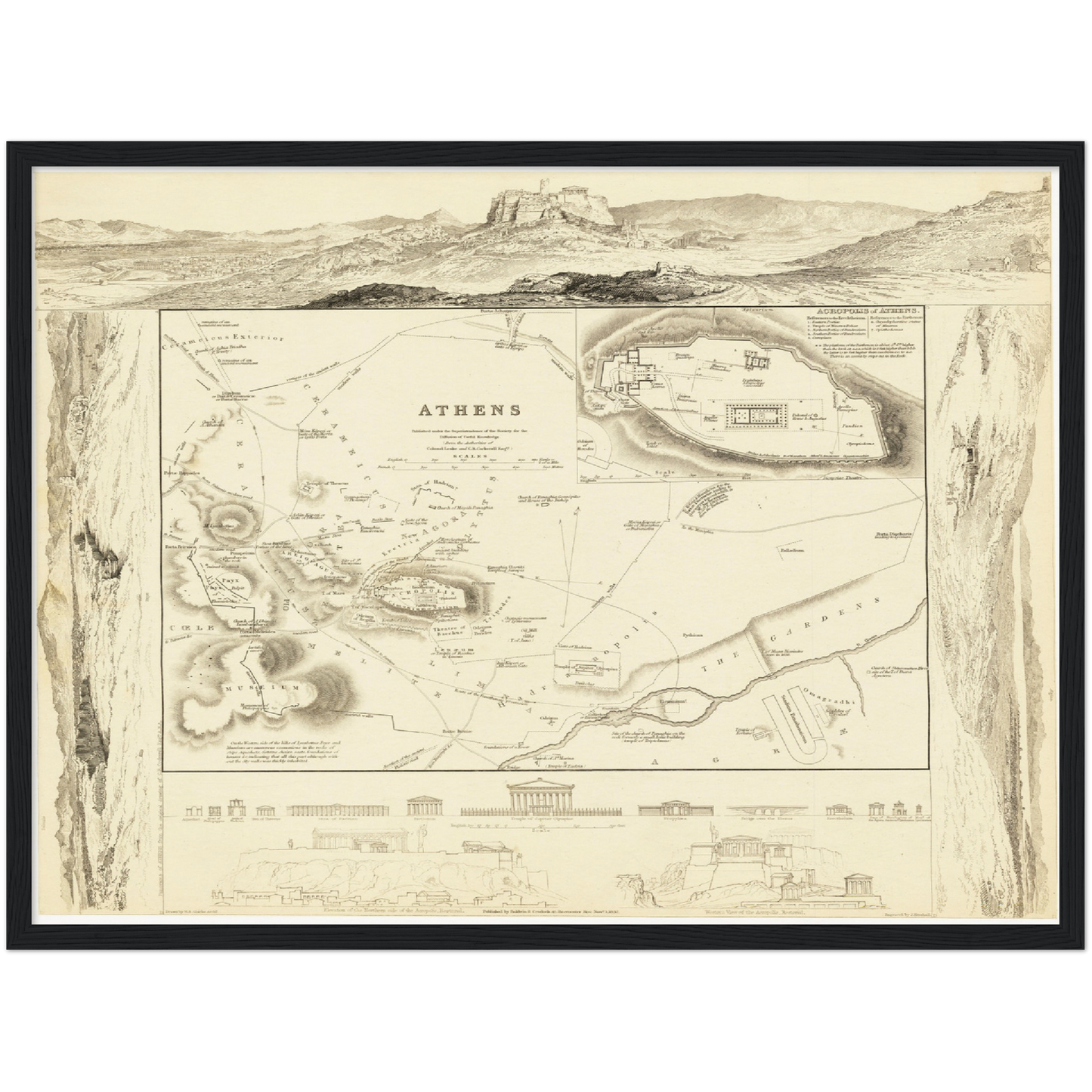 Historischer Stadtplan Athen um 1832