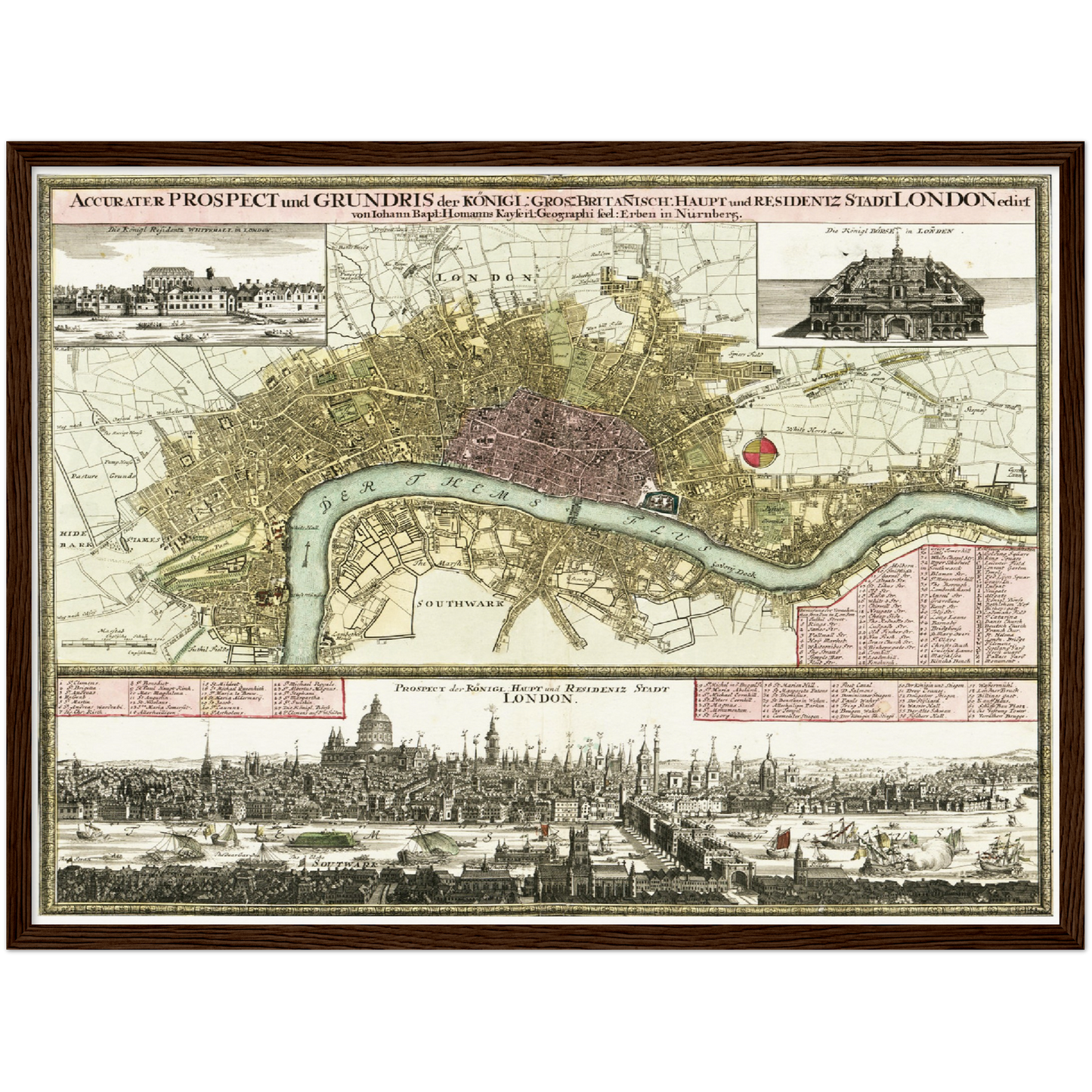 Historischer Stadtplan London um 1750