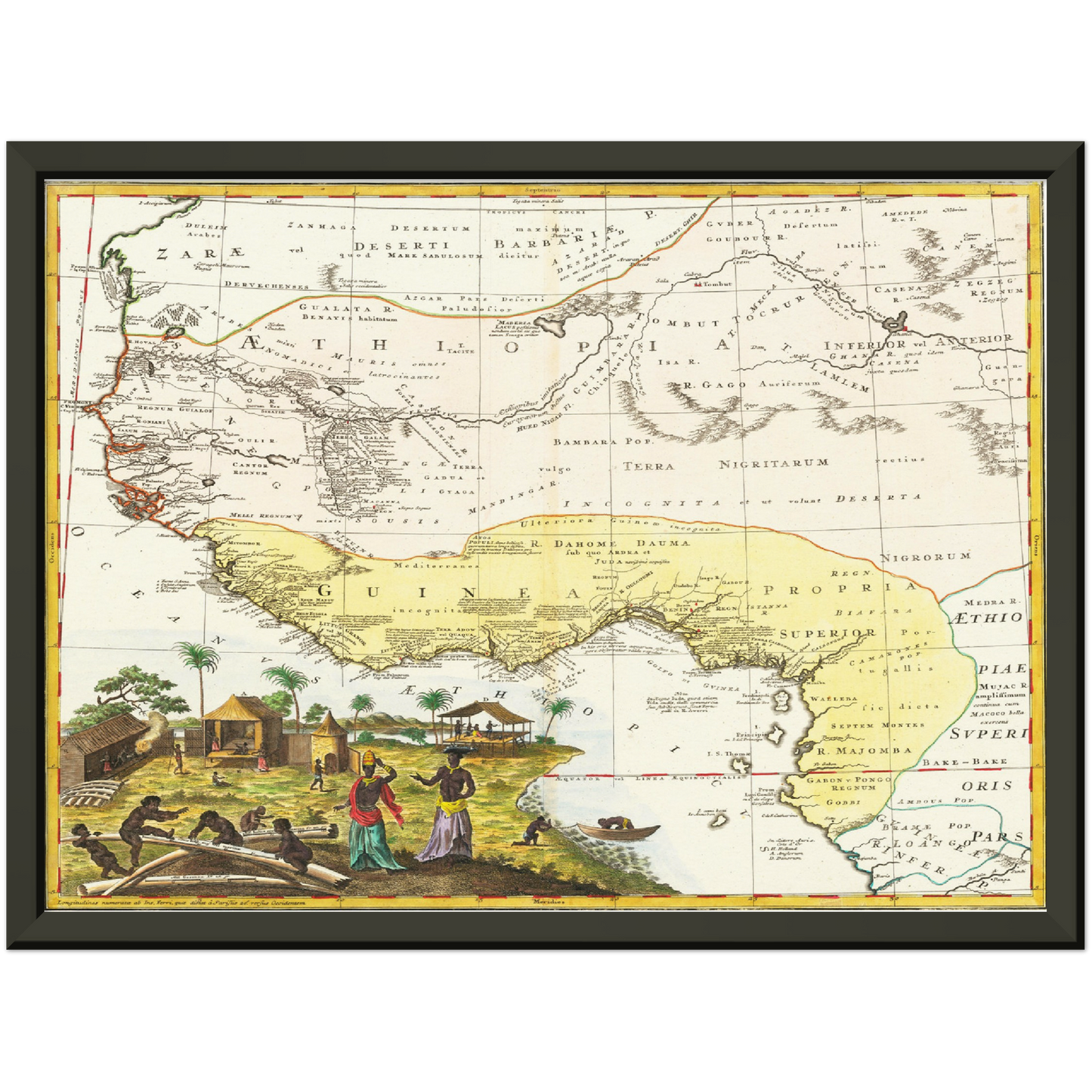 Historische Landkarte Westafrika um 1743