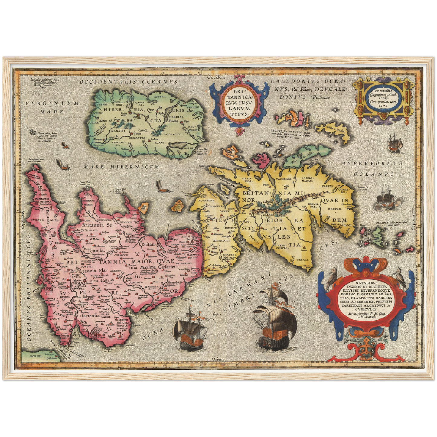 Historische Landkarte Historisches Britannien um 1595