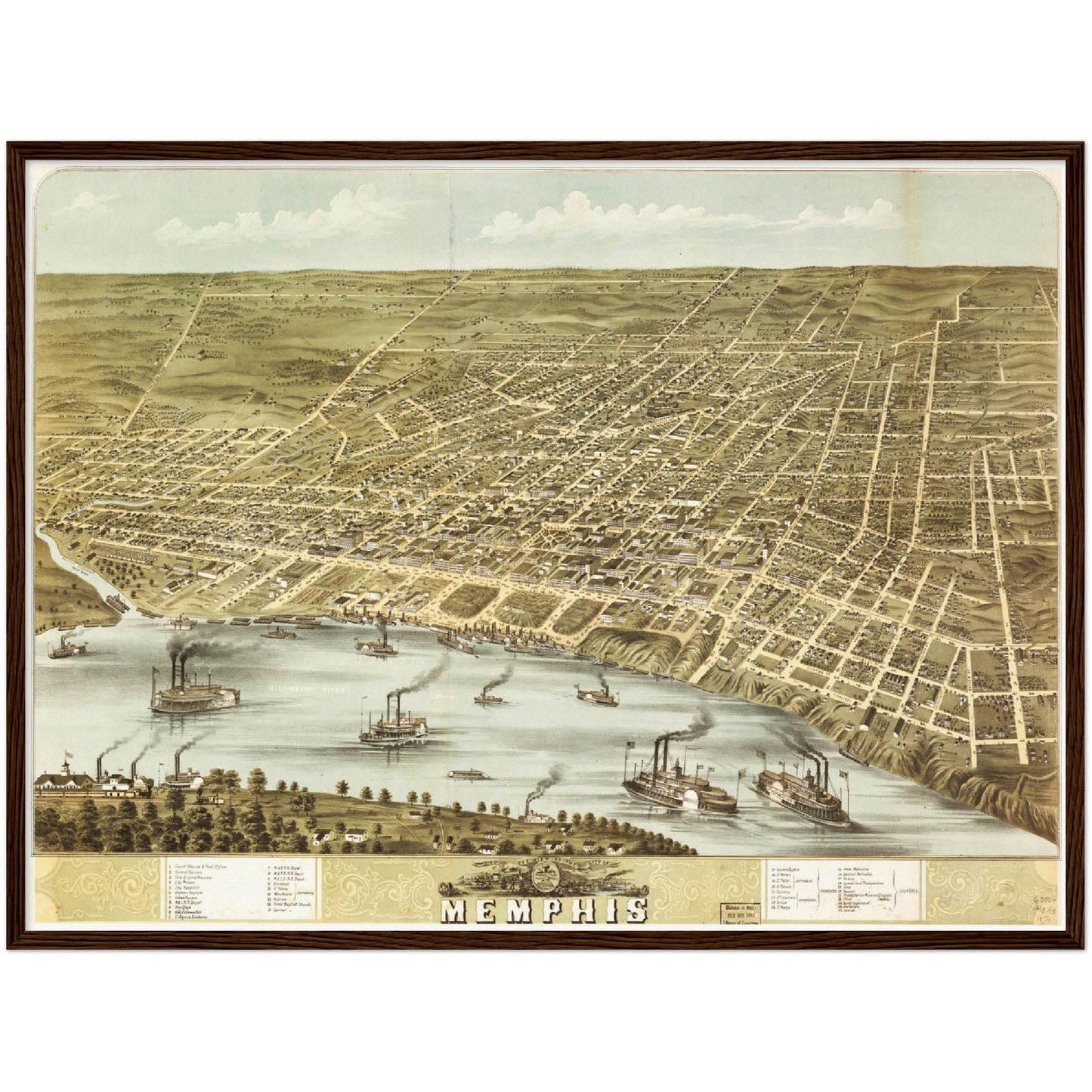 Historische Stadtansicht Memphis um 1870