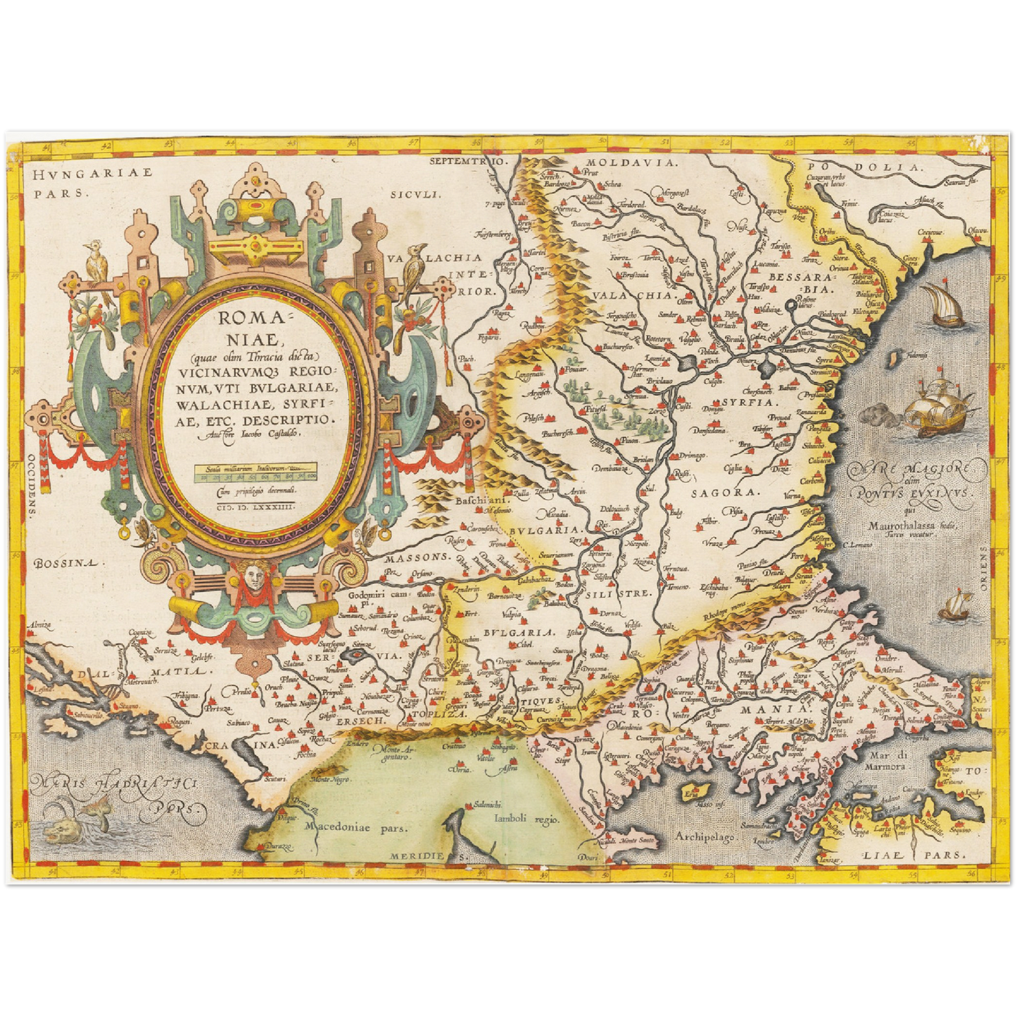 Historische Landkarte Rumänien um 1609