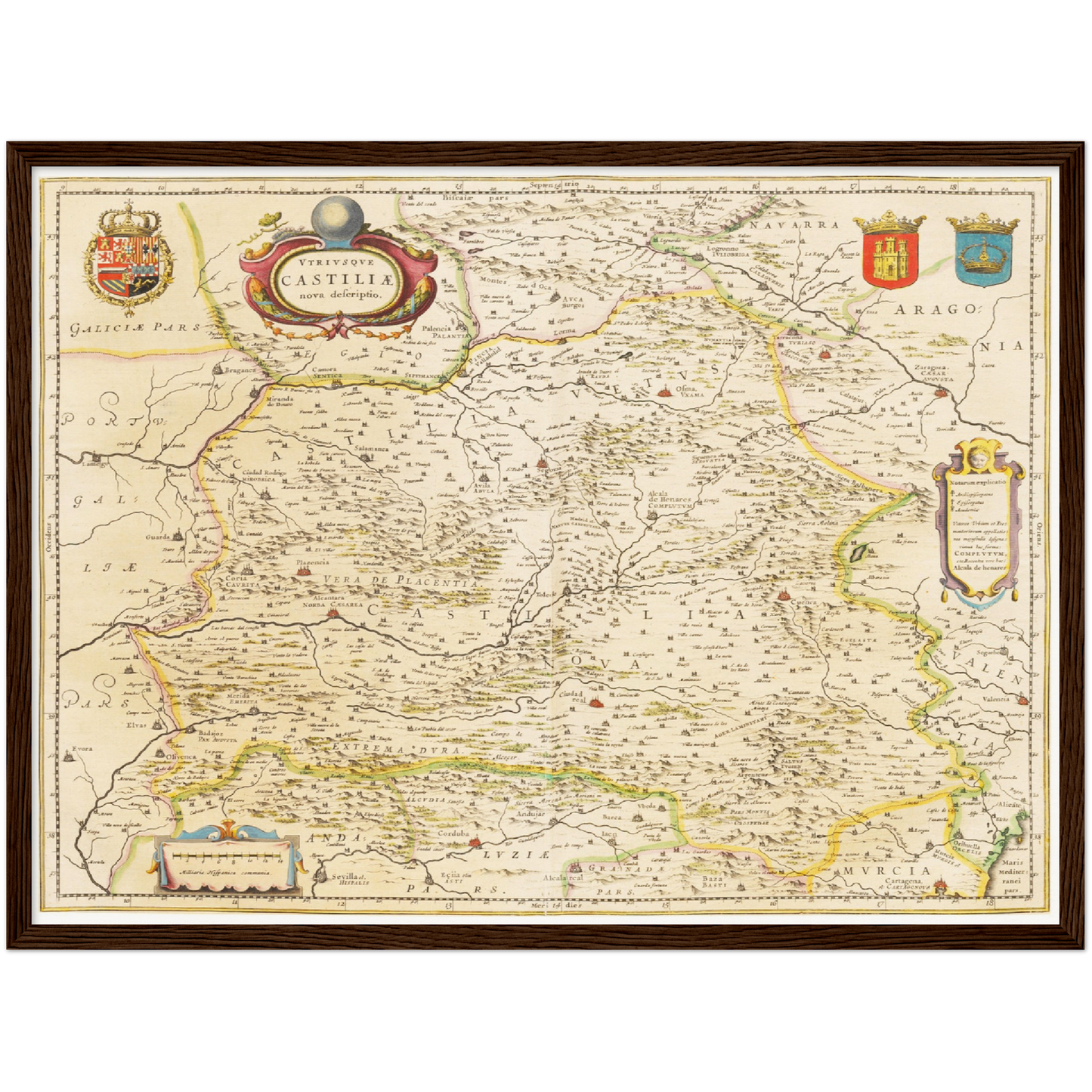 Historische Landkarte Kastilien und León um 1635
