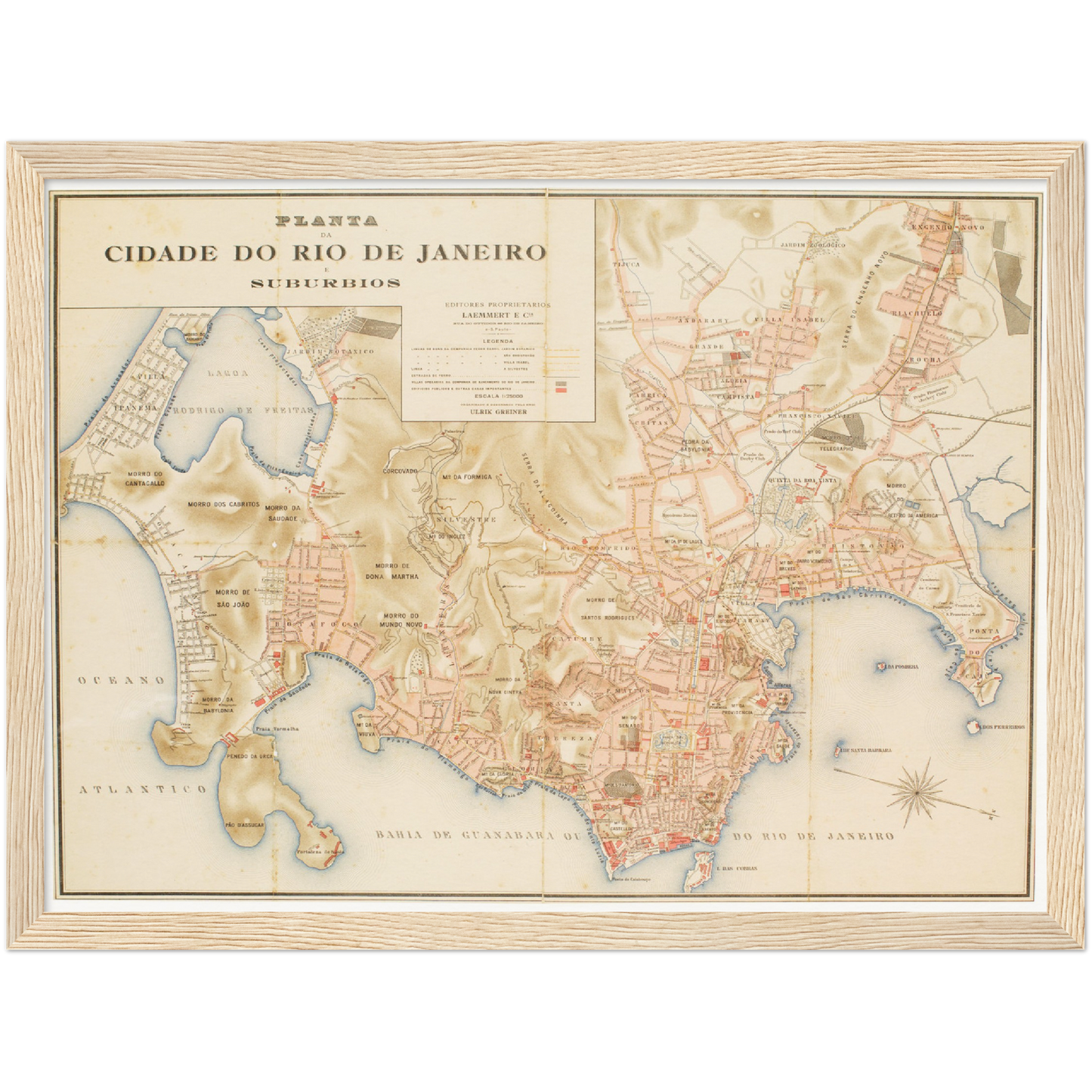 Historischer Stadtplan Rio De Janero um 1890