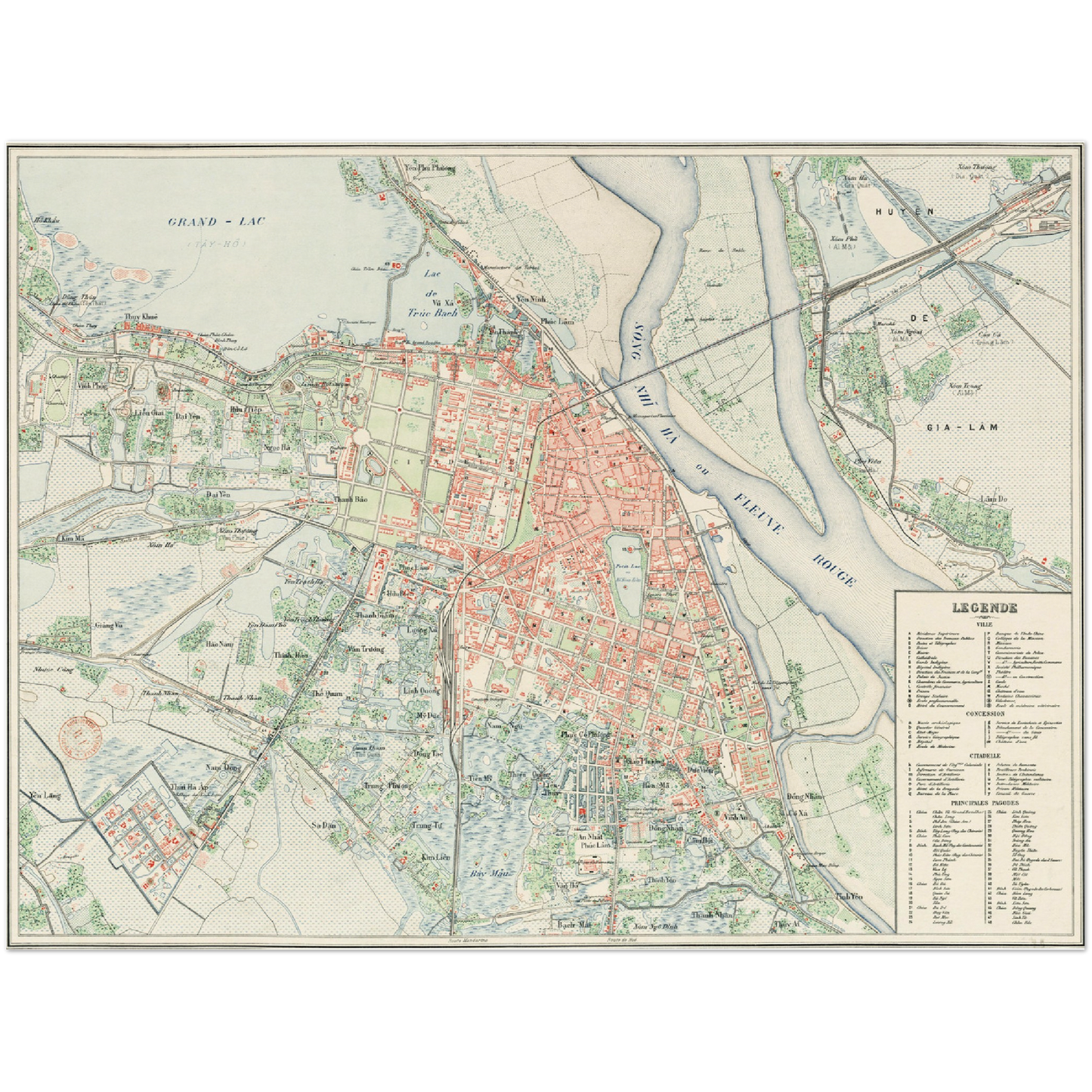 Historischer Stadtplan Hanoi um 1911