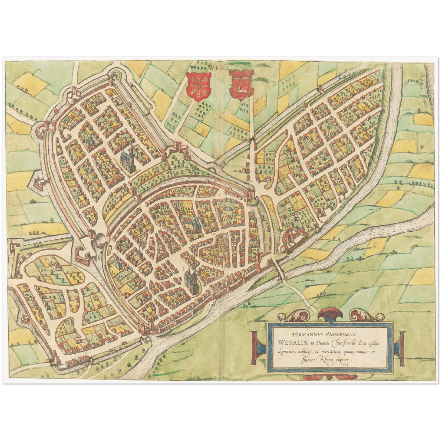 Historischer Stadtplan Wesel um 1592