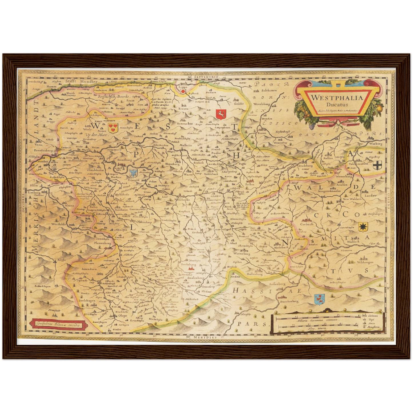 Historische Landkarte Westfalen um 1635