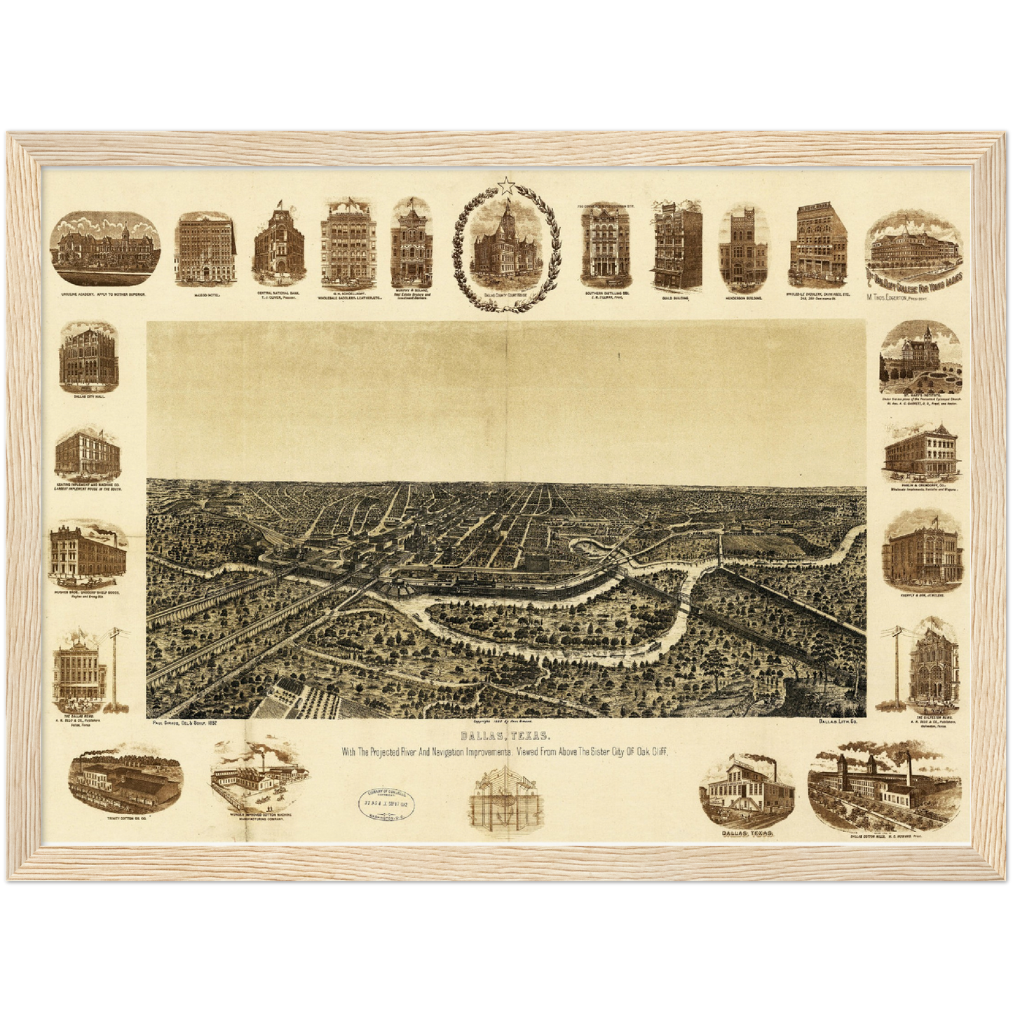 Historische Stadtansicht Dallas um 1892