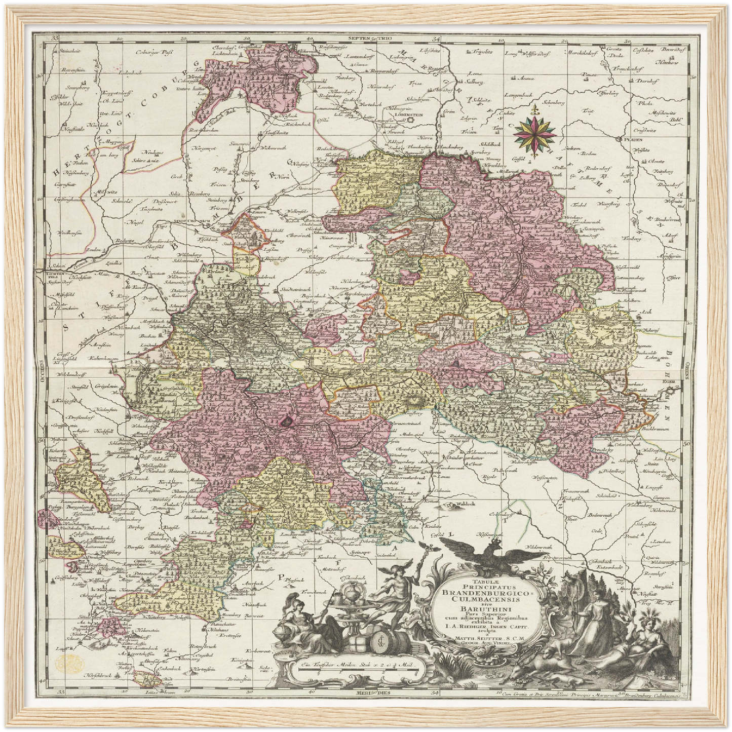 Historische Landkarte Bayreuth um 1750