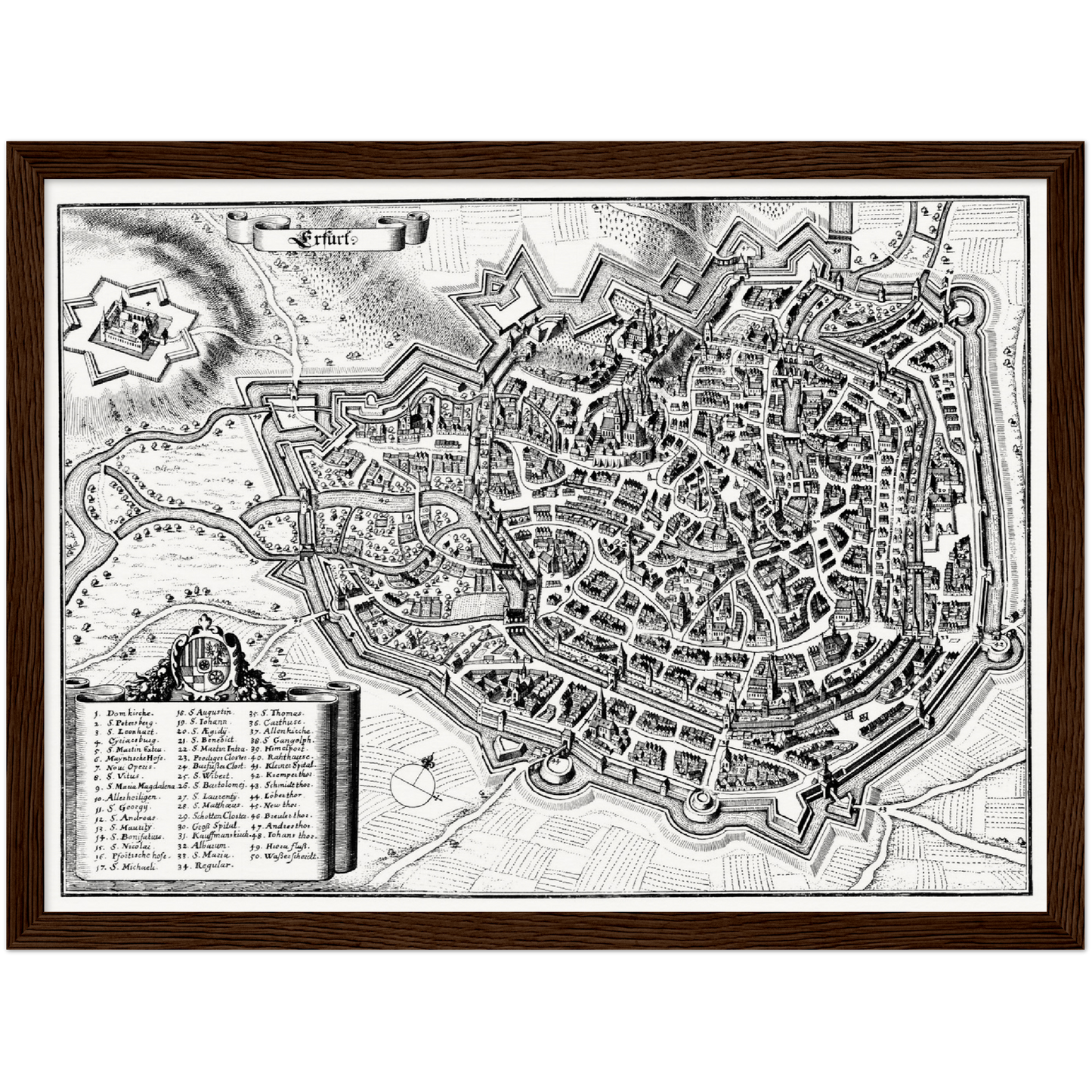 Historische Stadtansicht Erfurt um 1650