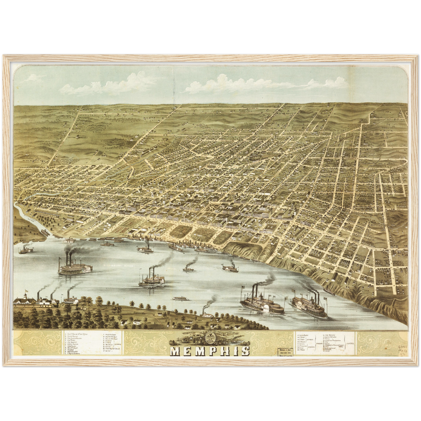 Historische Stadtansicht Memphis um 1870