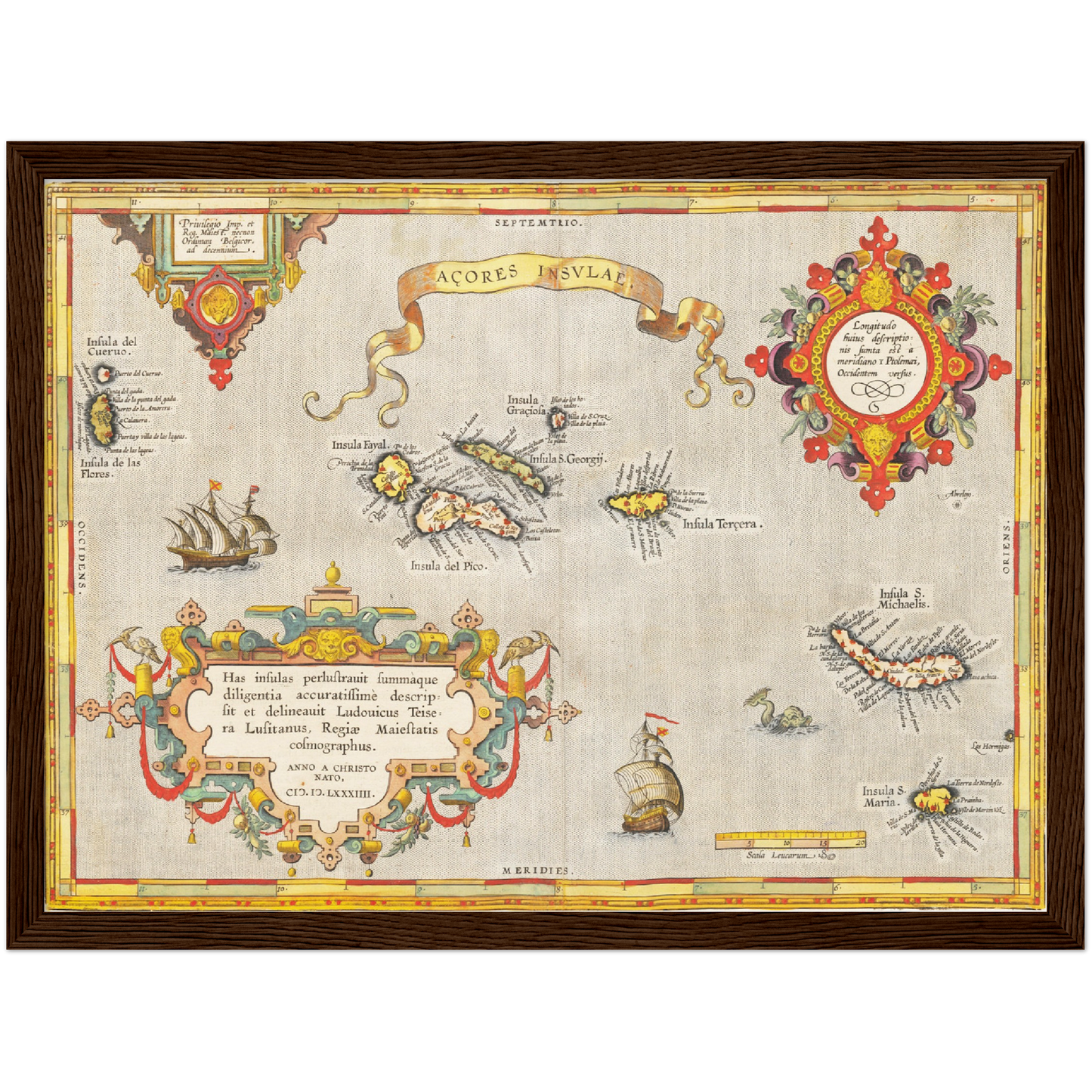 Historische Landkarte Azoren um 1609